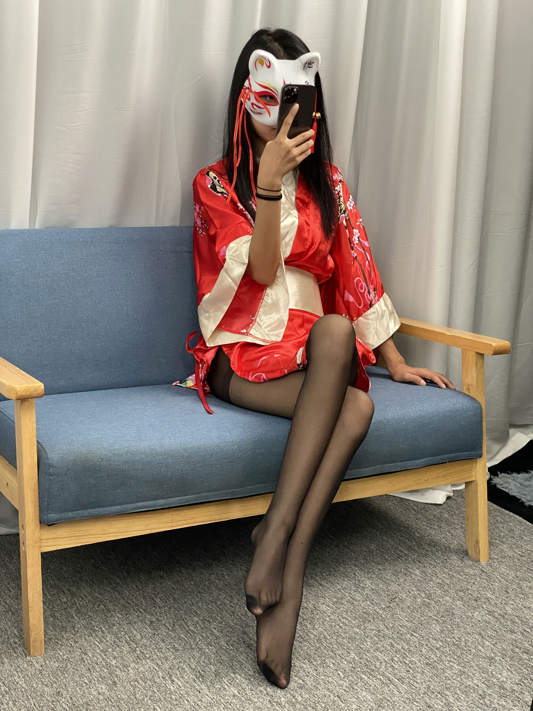 三禾摄影 No.052 和服 黑丝 肉丝 平底鞋/(226P)