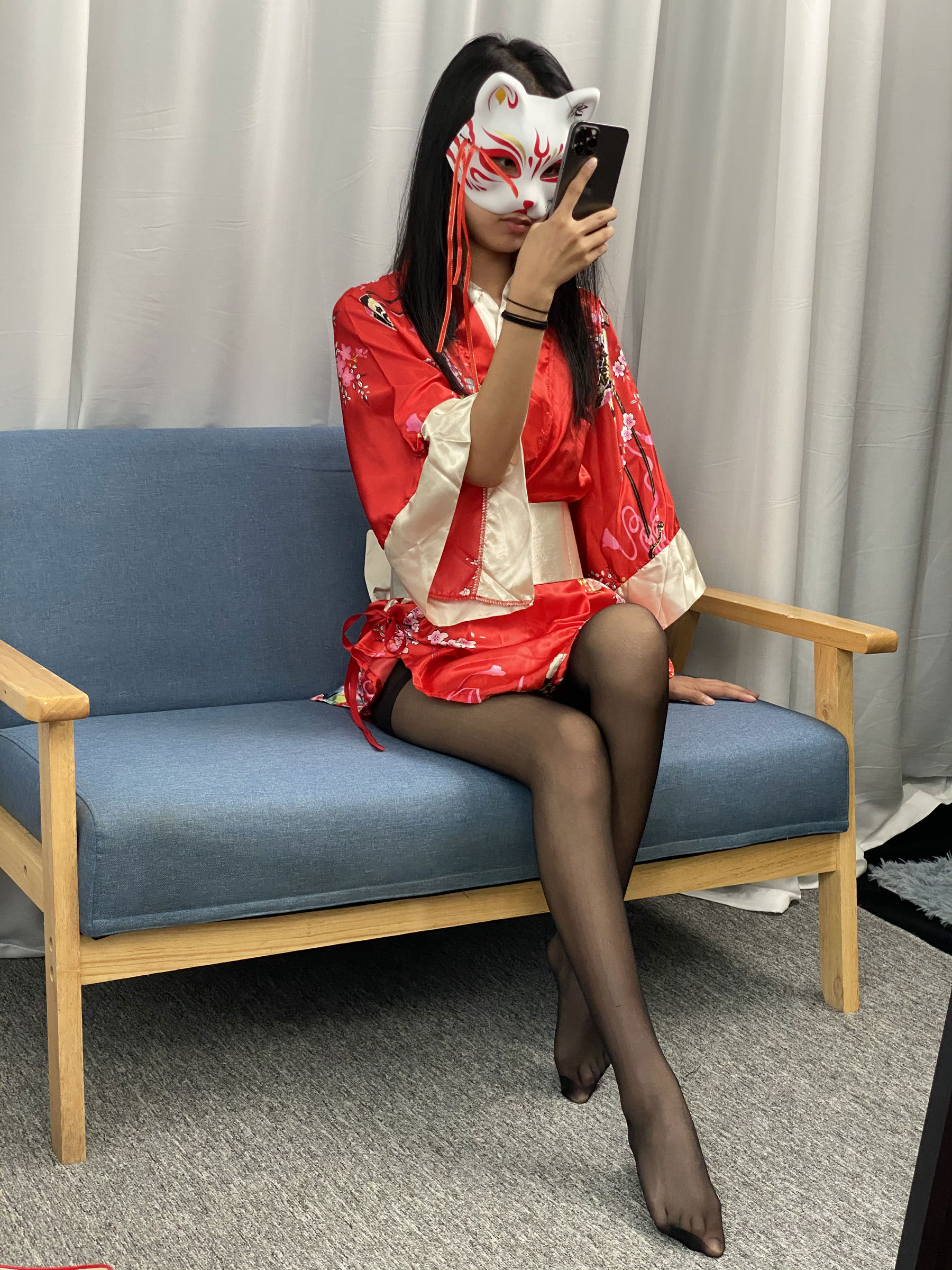 三禾摄影 No.052 和服 黑丝 肉丝 平底鞋/(226P)