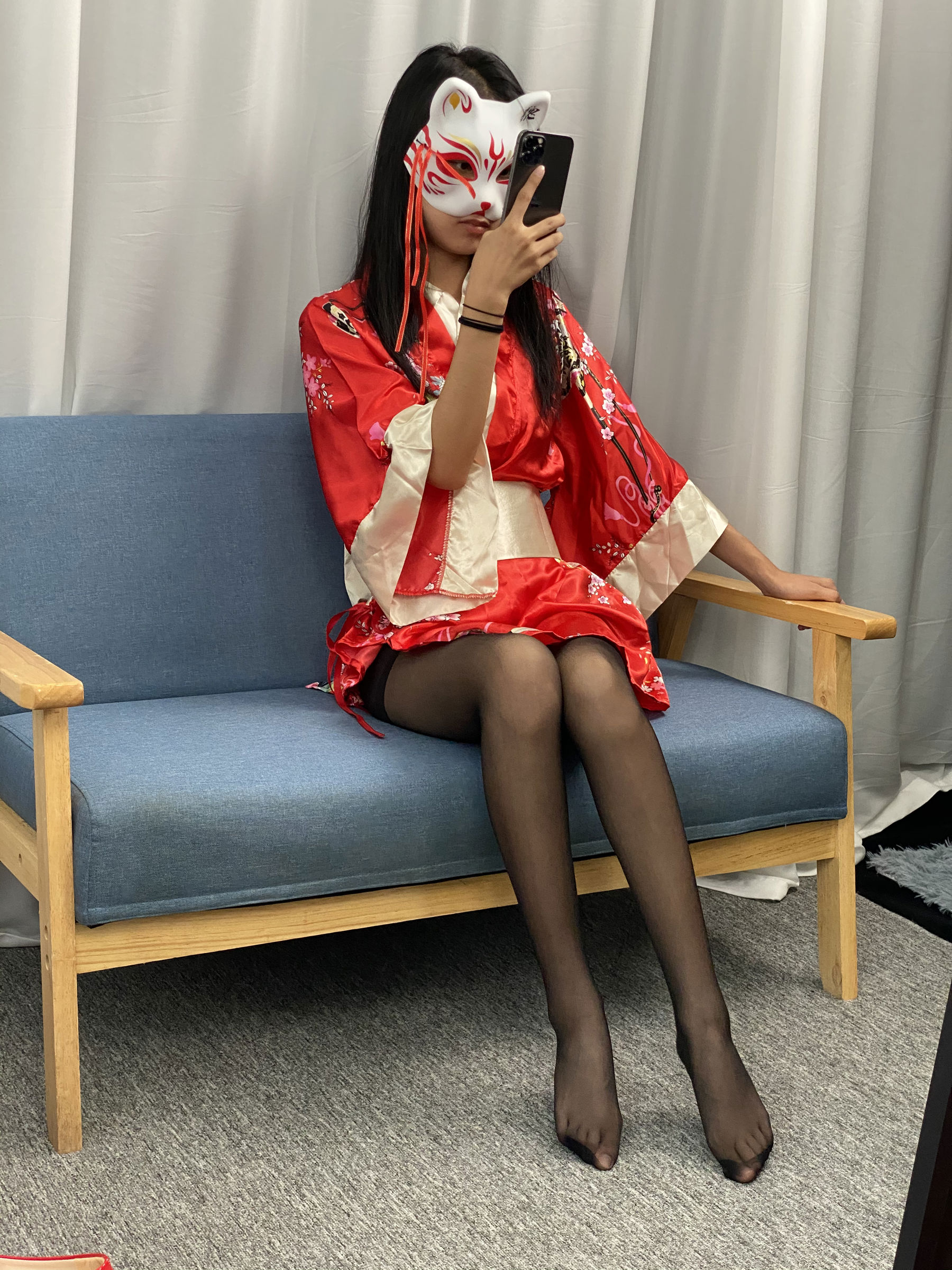 三禾摄影 No.052 和服 黑丝 肉丝 平底鞋/(226P)