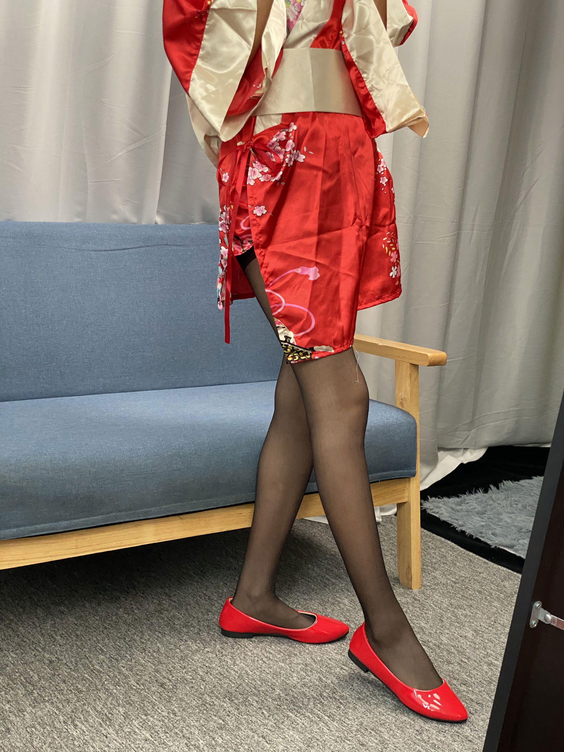 三禾摄影 No.052 和服 黑丝 肉丝 平底鞋/(226P)