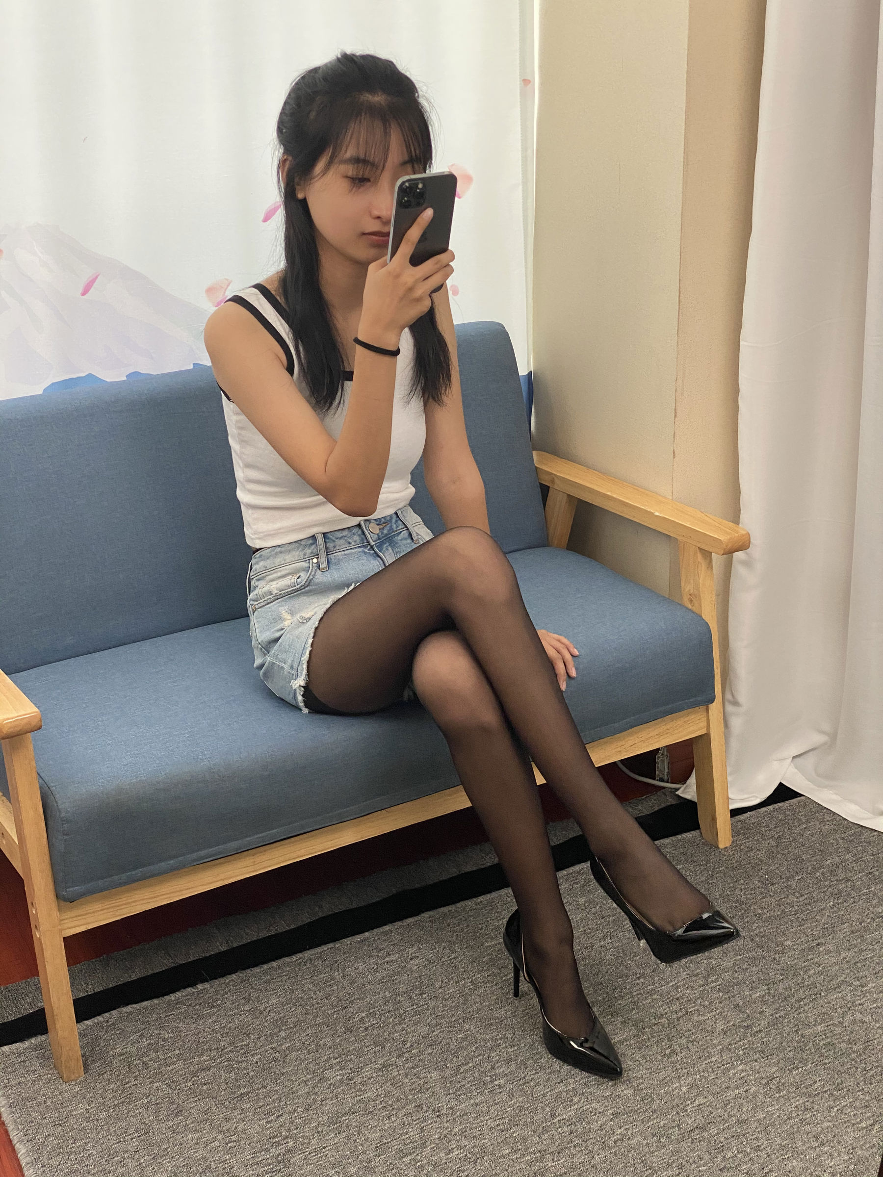 三禾摄影 No.057 黑丝 高跟 牛仔短裤/(138P)