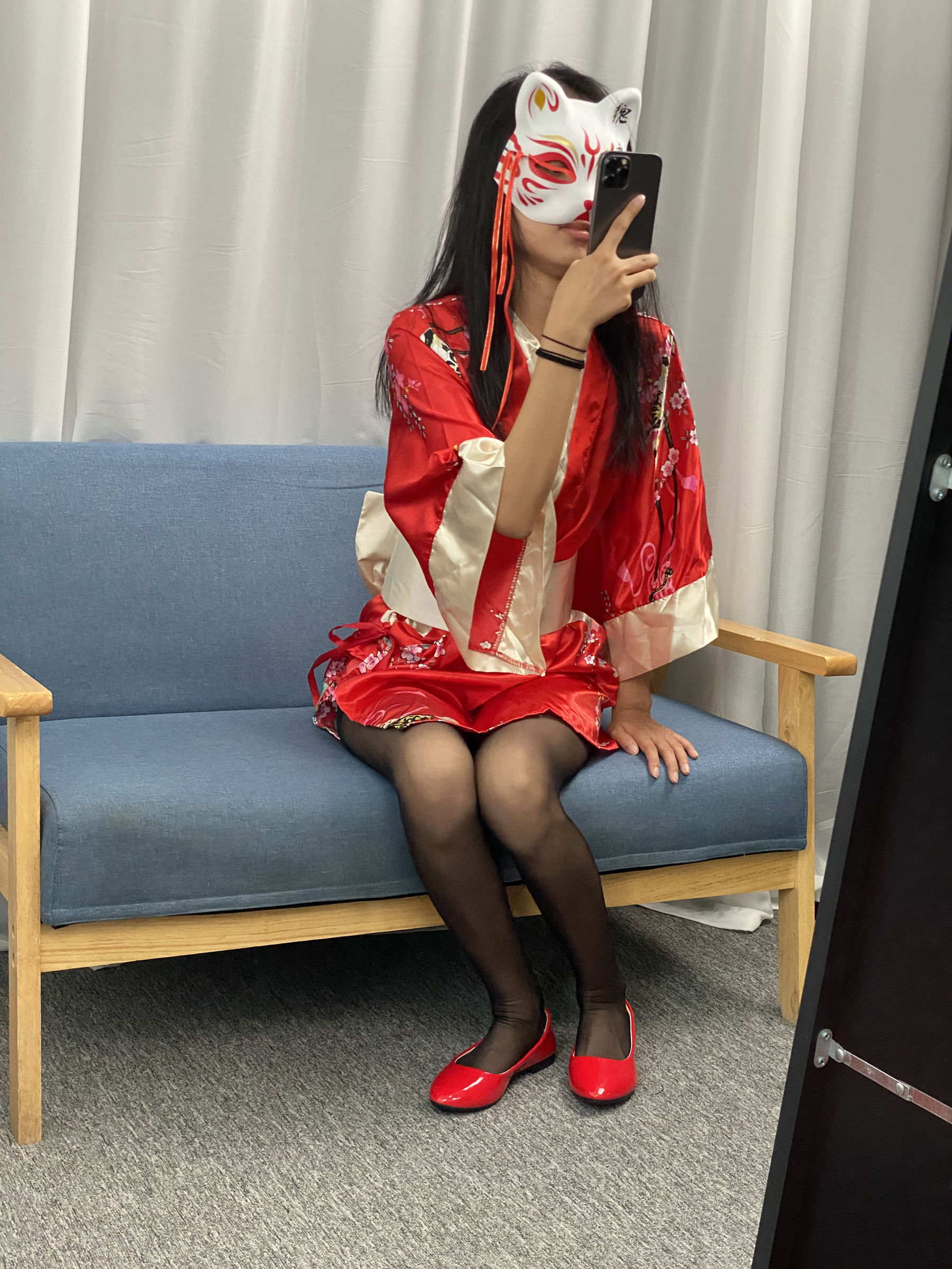 三禾摄影 No.052 和服 黑丝 肉丝 平底鞋/(226P)