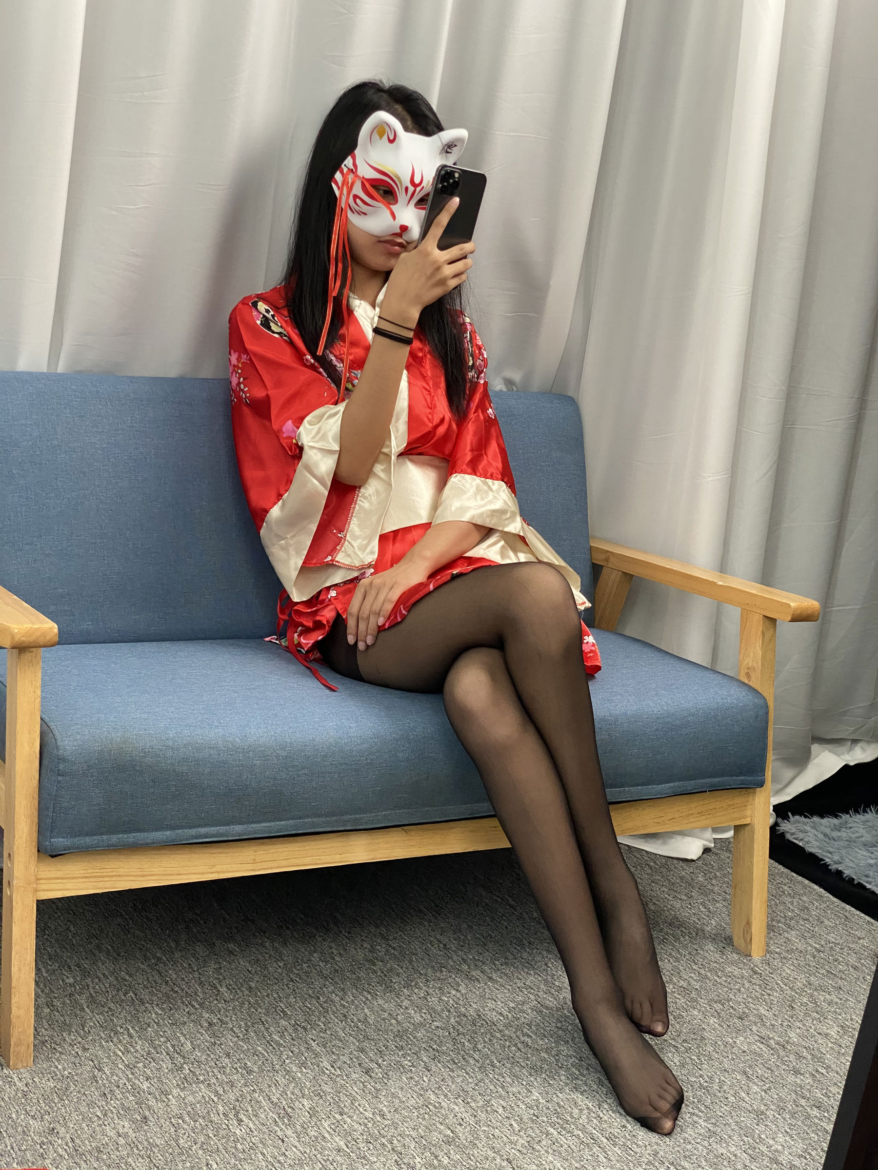 三禾摄影 No.052 和服 黑丝 肉丝 平底鞋/(226P)