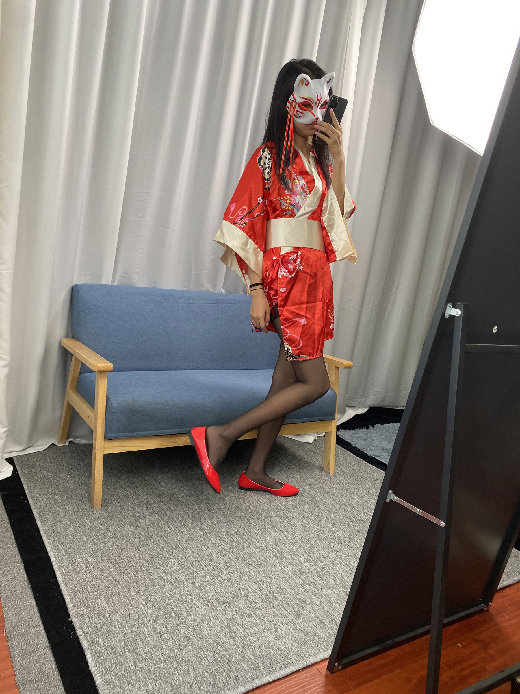 三禾摄影 No.052 和服 黑丝 肉丝 平底鞋/(226P)