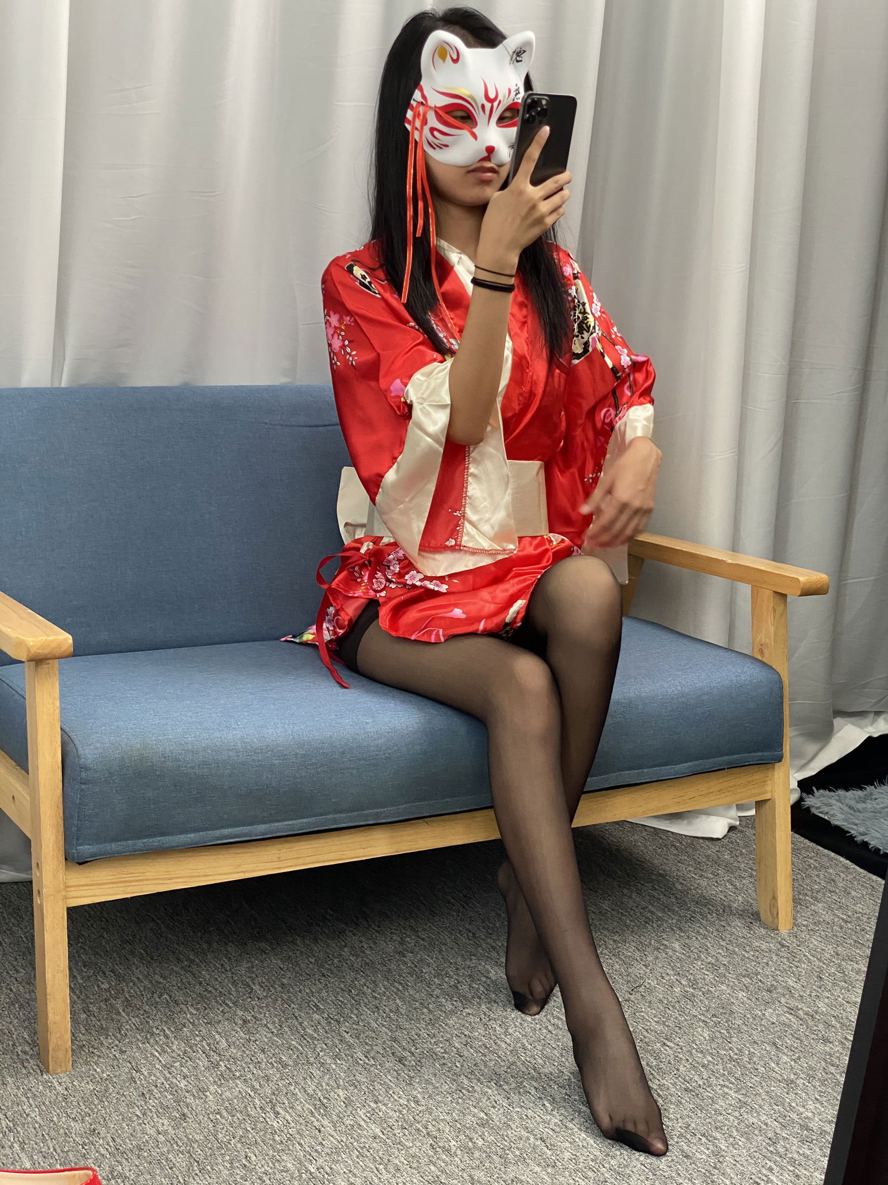三禾摄影 No.052 和服 黑丝 肉丝 平底鞋/(226P)