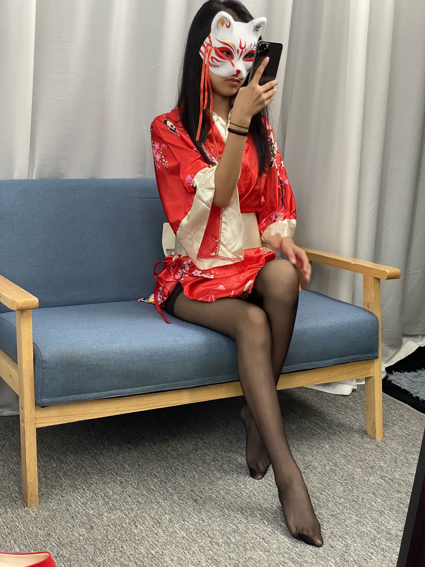 三禾摄影 No.052 和服 黑丝 肉丝 平底鞋/(226P)