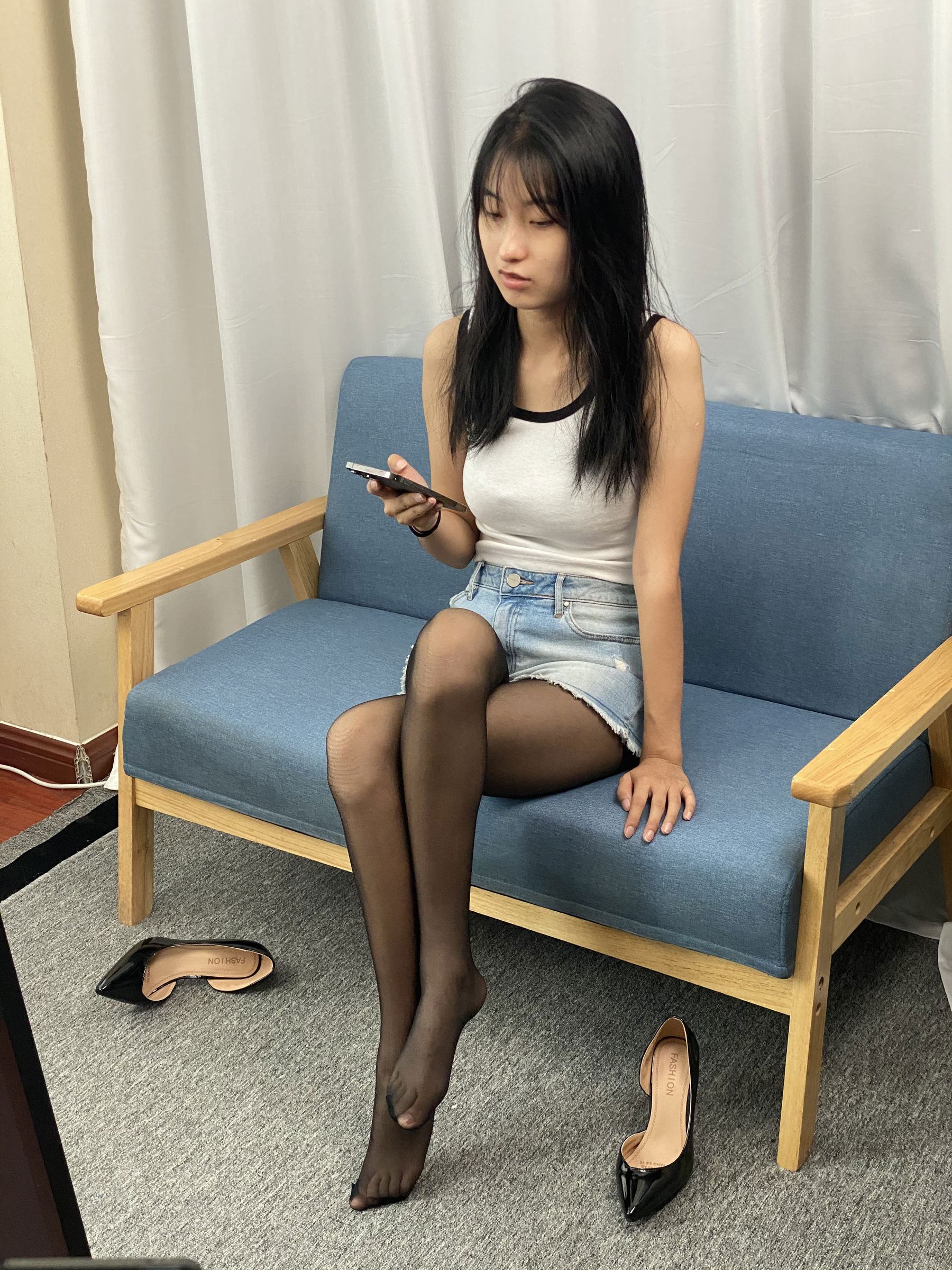 三禾摄影 No.057 黑丝 高跟 牛仔短裤/(138P)