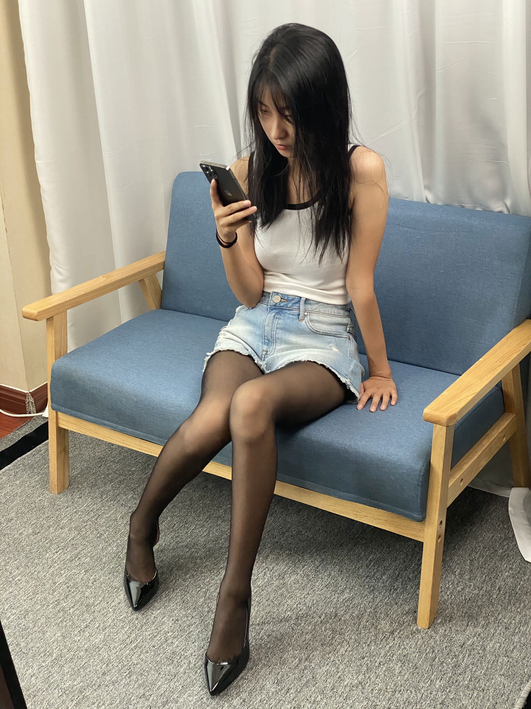 三禾摄影 No.057 黑丝 高跟 牛仔短裤/(138P)