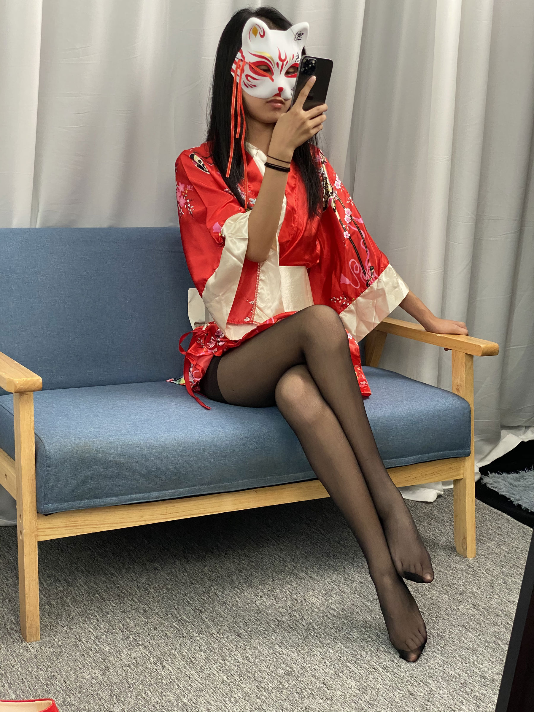 三禾摄影 No.052 和服 黑丝 肉丝 平底鞋/(226P)