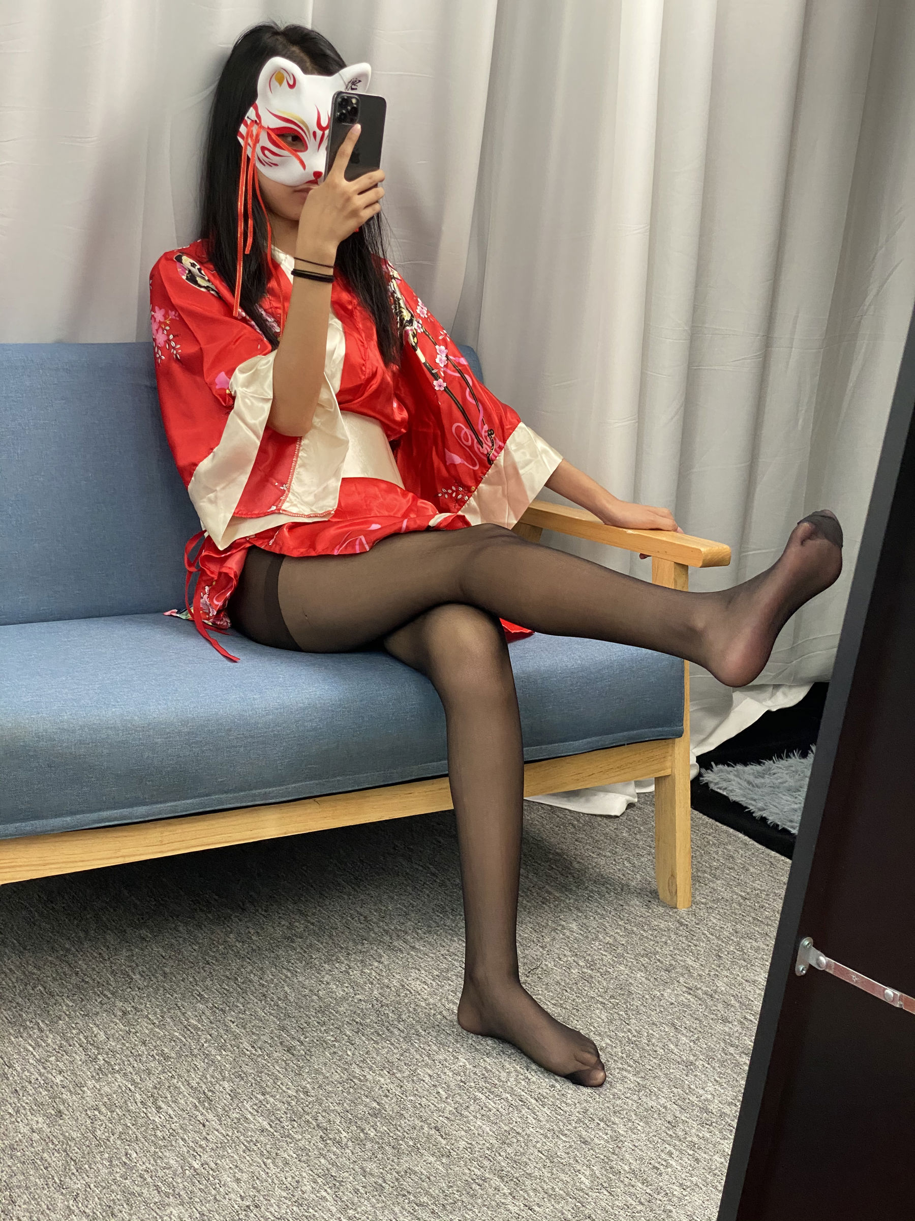 三禾摄影 No.052 和服 黑丝 肉丝 平底鞋/(226P)