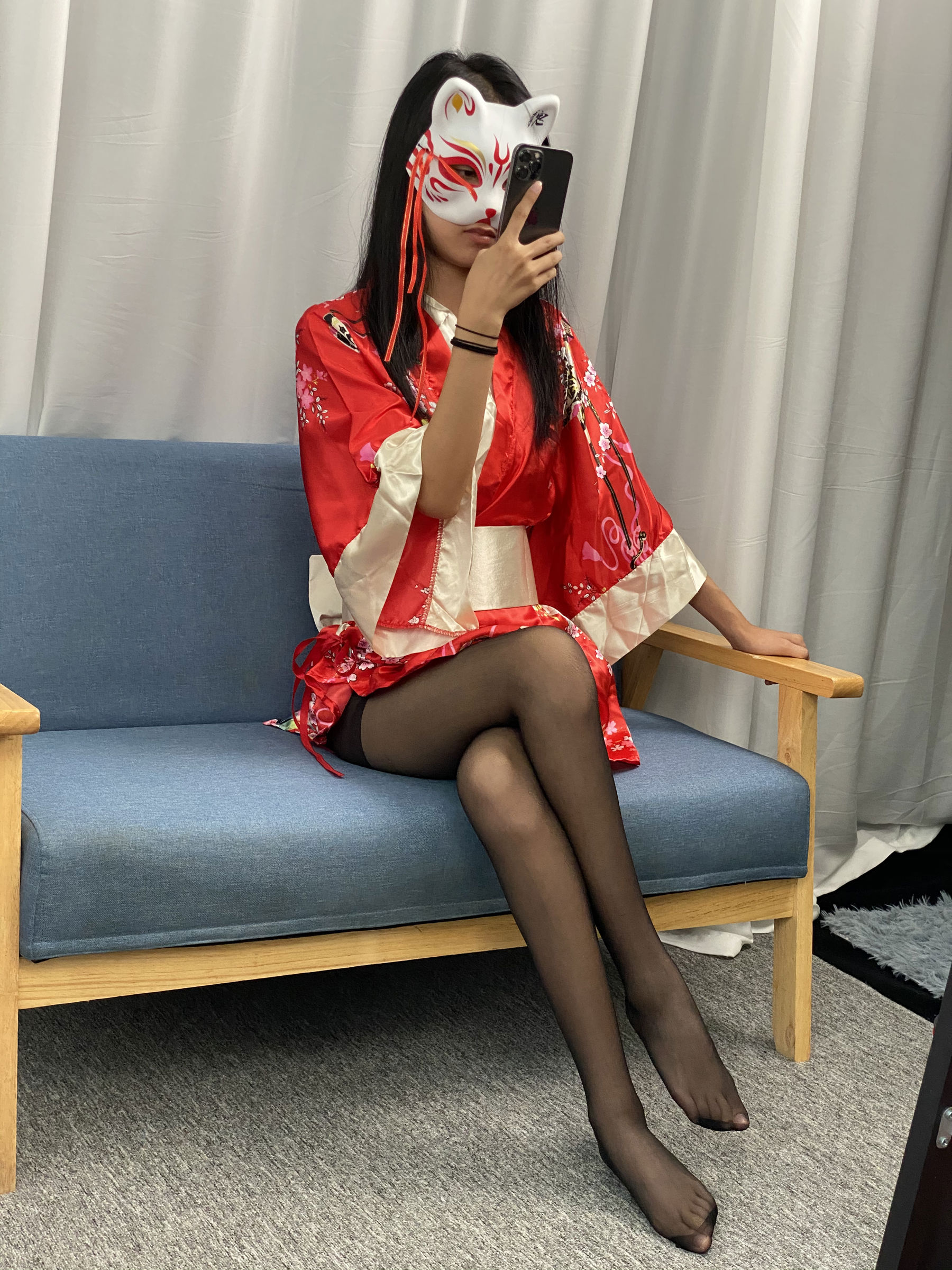 三禾摄影 No.052 和服 黑丝 肉丝 平底鞋/(226P)