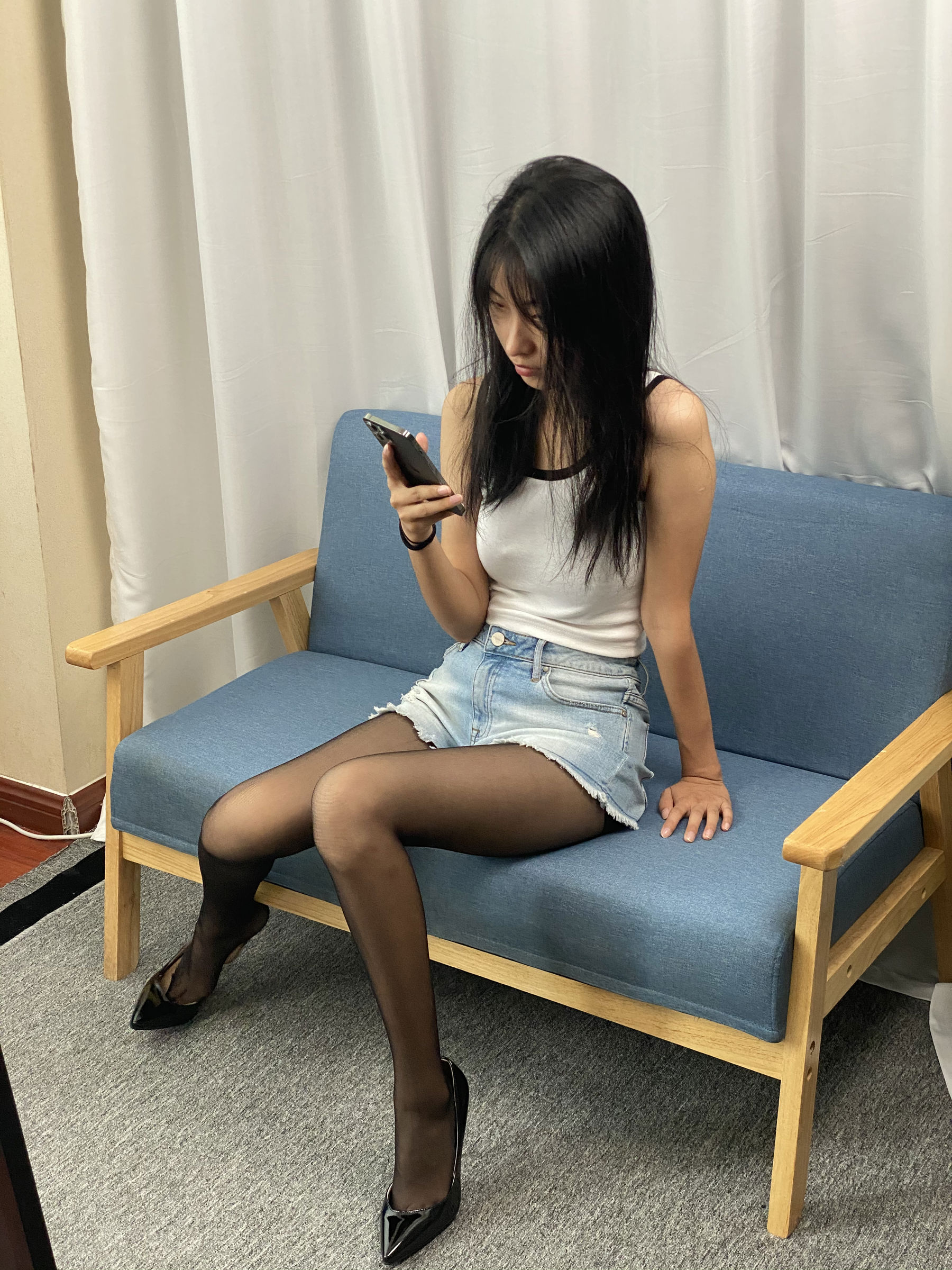 三禾摄影 No.057 黑丝 高跟 牛仔短裤/(138P)
