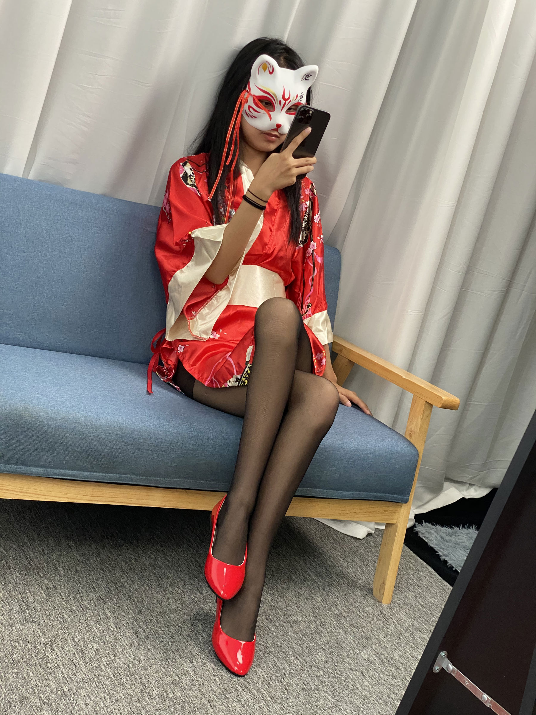 三禾摄影 No.052 和服 黑丝 肉丝 平底鞋/(226P)