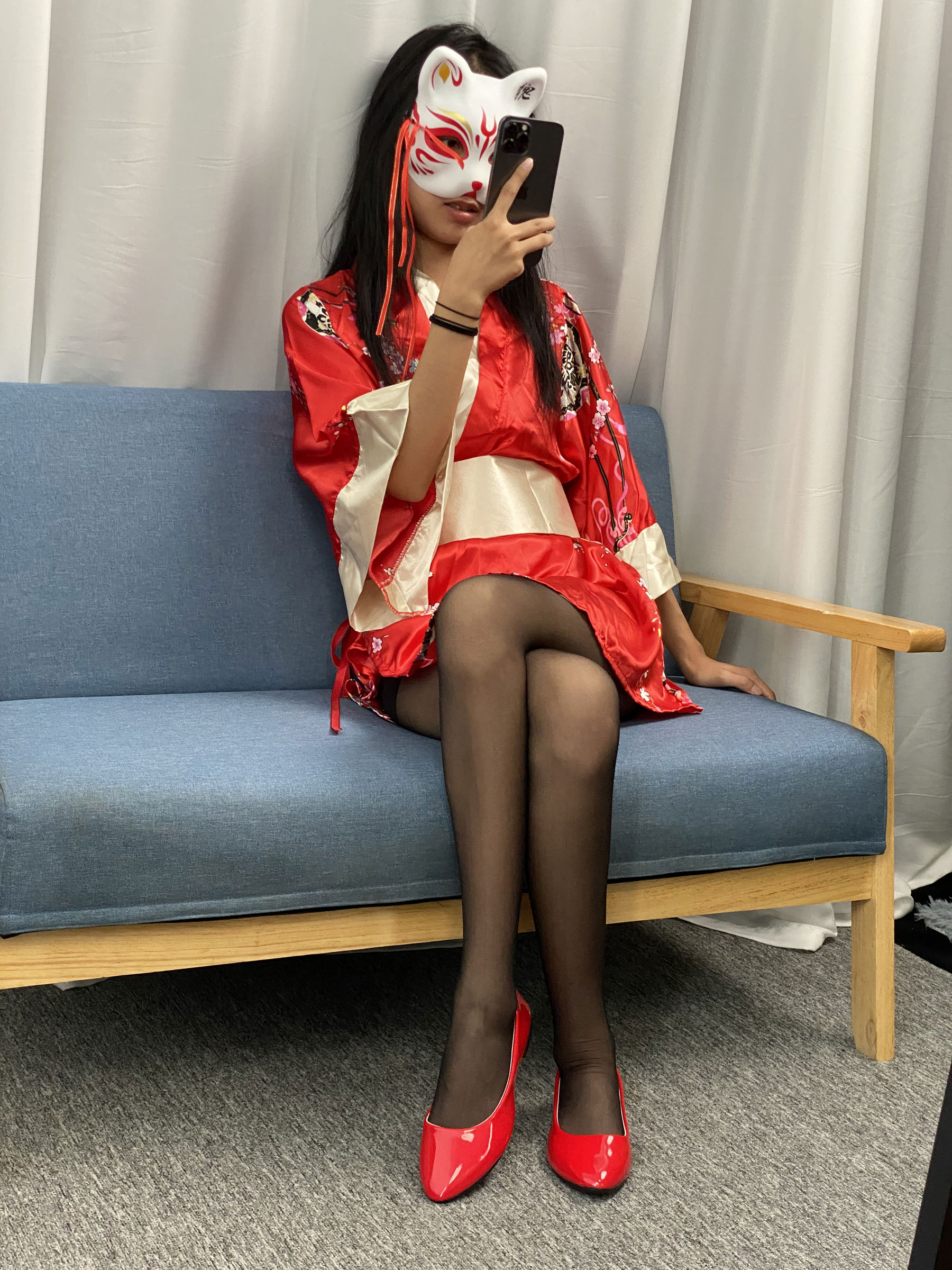 三禾摄影 No.052 和服 黑丝 肉丝 平底鞋/(226P)