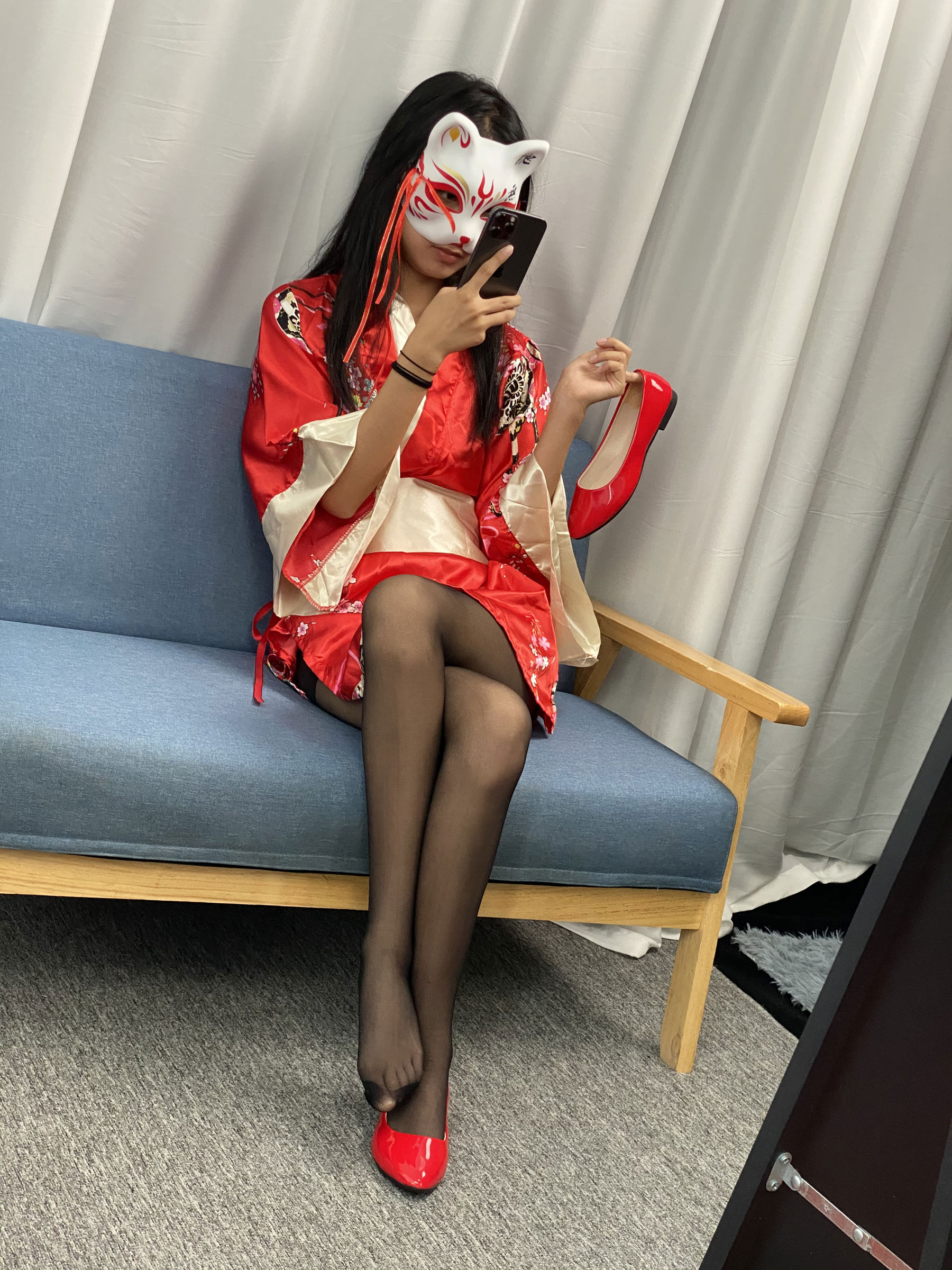 三禾摄影 No.052 和服 黑丝 肉丝 平底鞋/(226P)