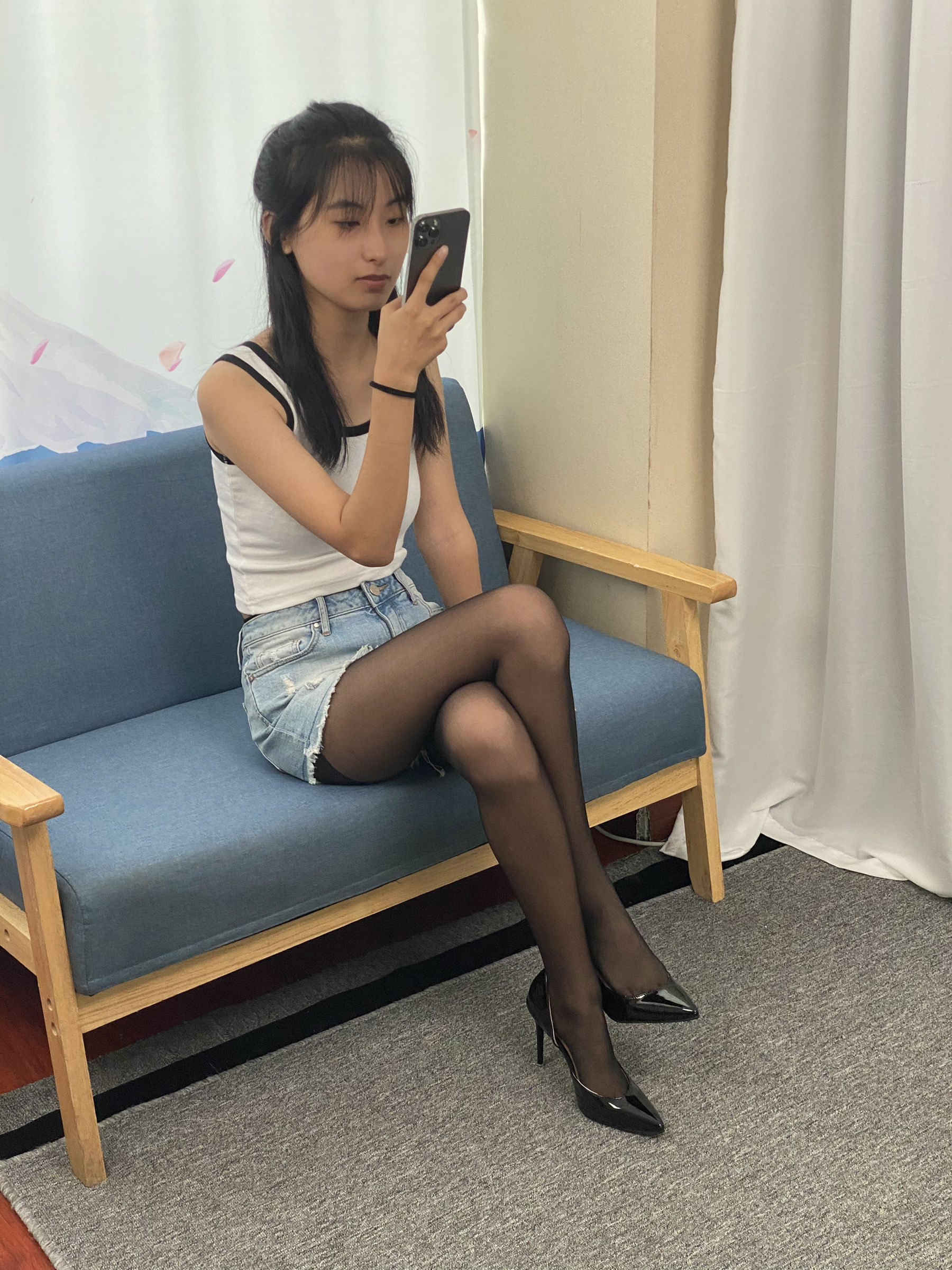 三禾摄影 No.057 黑丝 高跟 牛仔短裤/(138P)