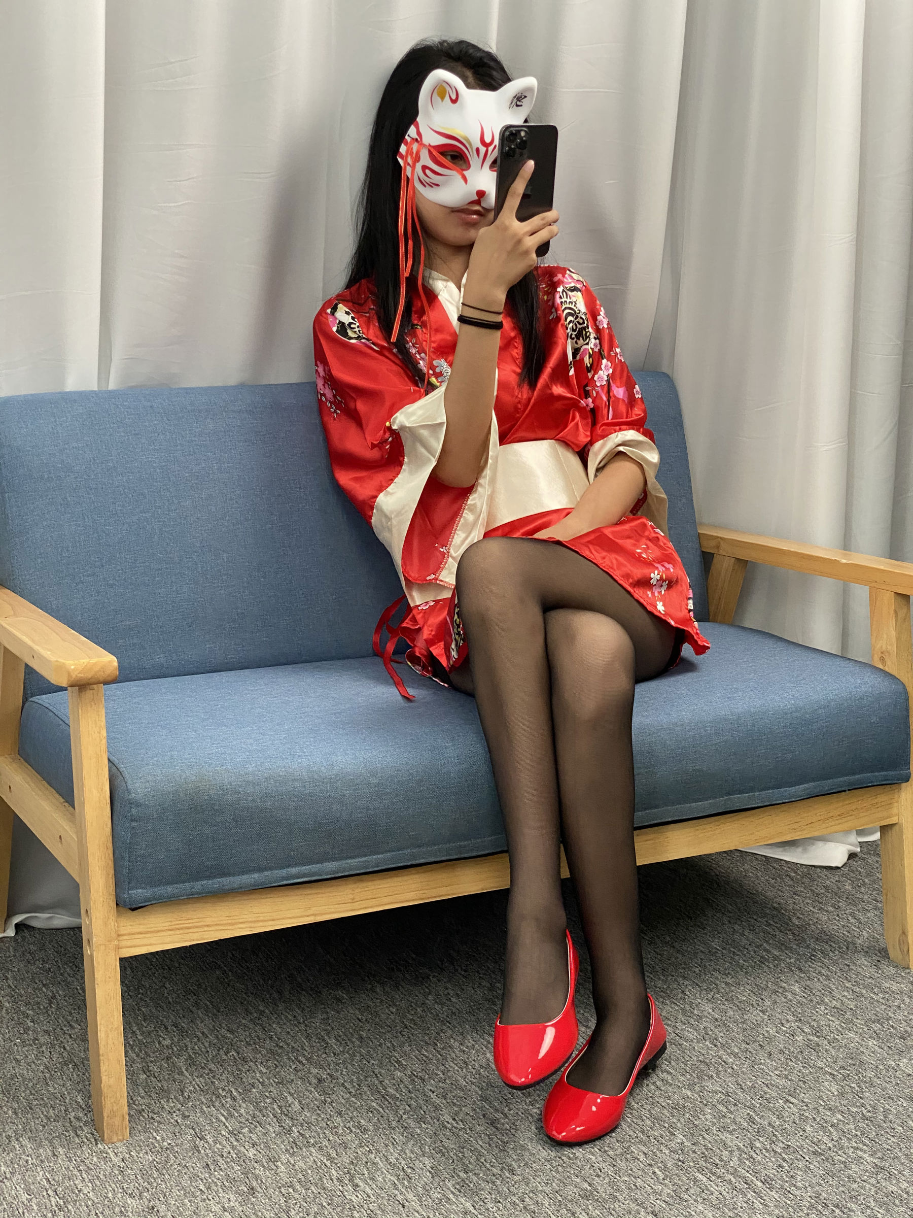 三禾摄影 No.052 和服 黑丝 肉丝 平底鞋/(226P)