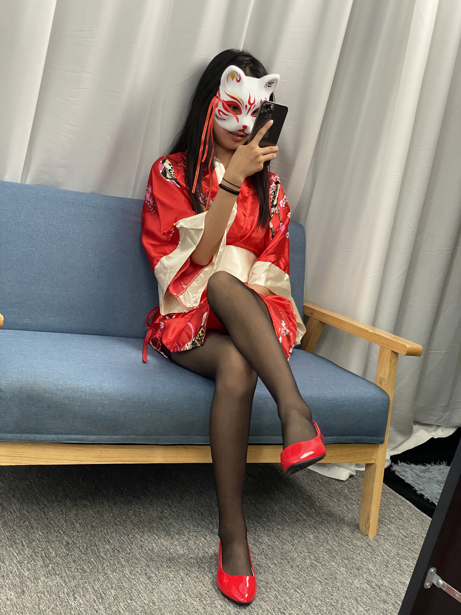 三禾摄影 No.052 和服 黑丝 肉丝 平底鞋/(226P)