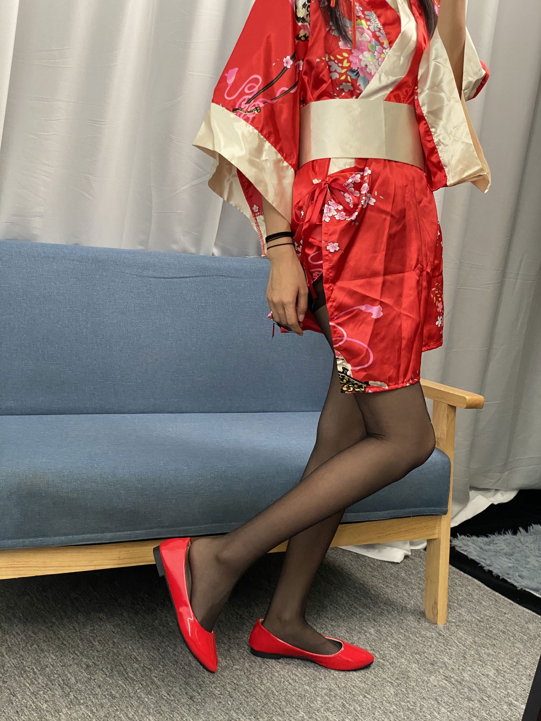 三禾摄影 No.052 和服 黑丝 肉丝 平底鞋/(226P)