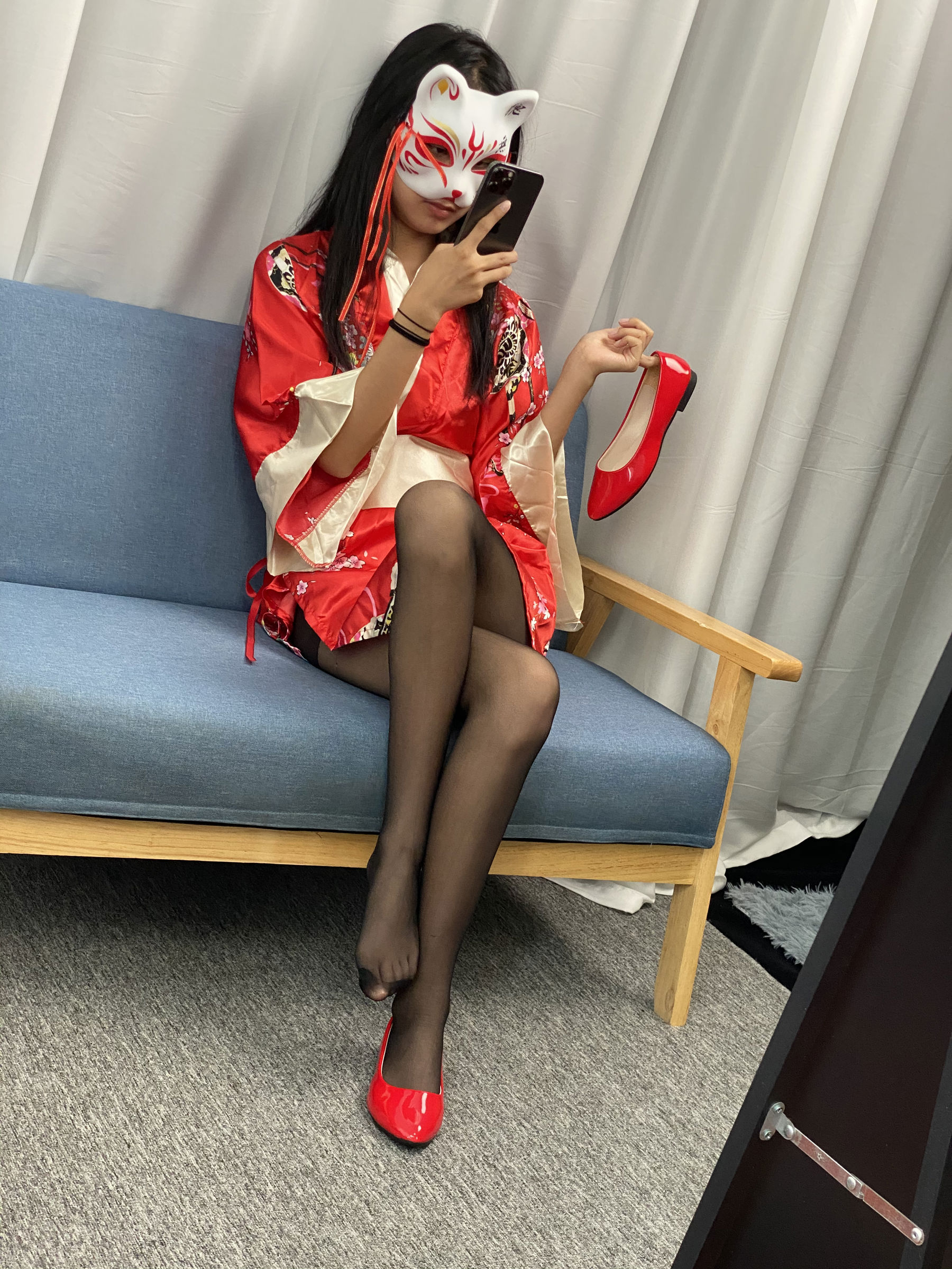 三禾摄影 No.052 和服 黑丝 肉丝 平底鞋/(226P)
