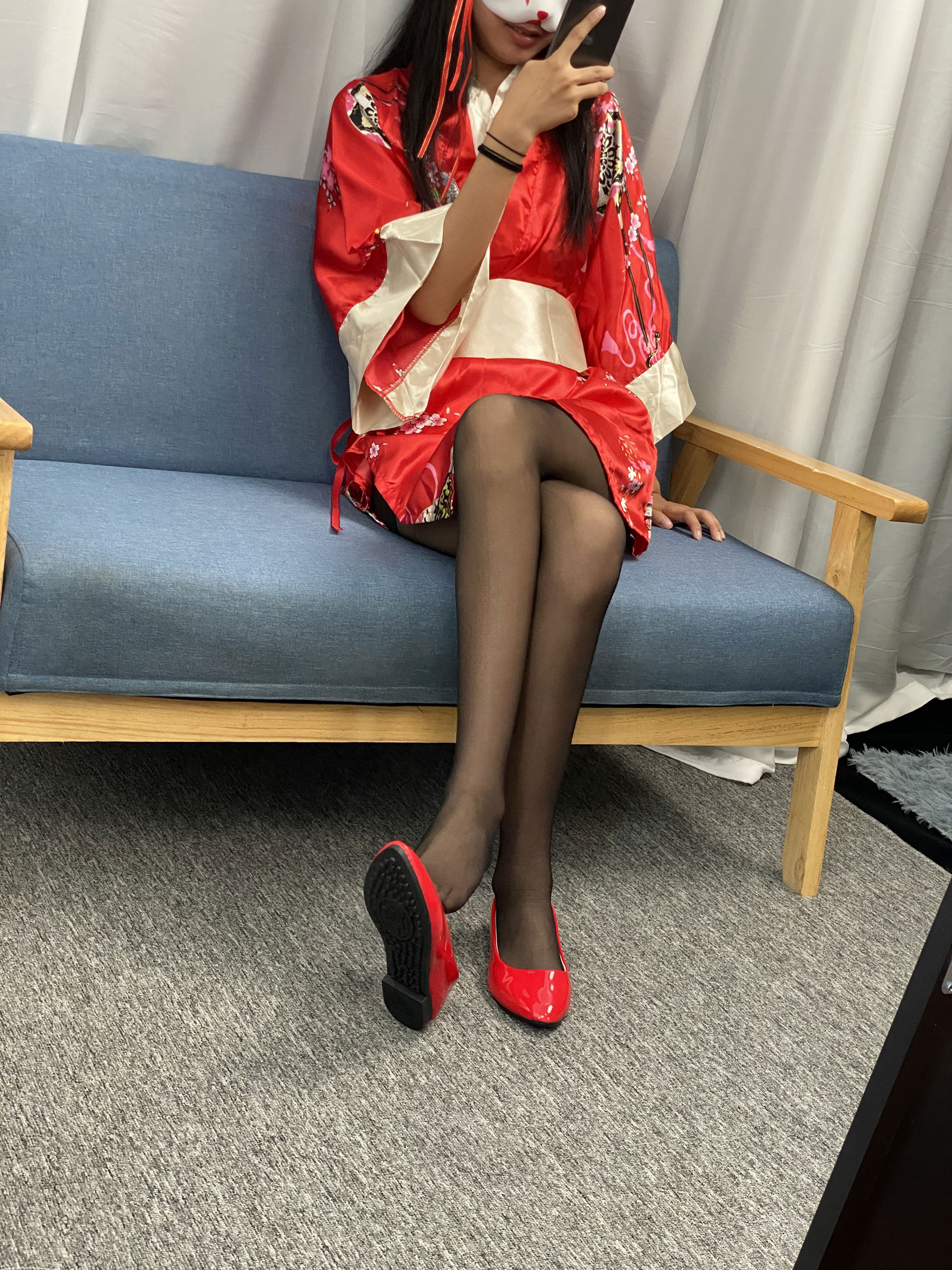 三禾摄影 No.052 和服 黑丝 肉丝 平底鞋/(226P)