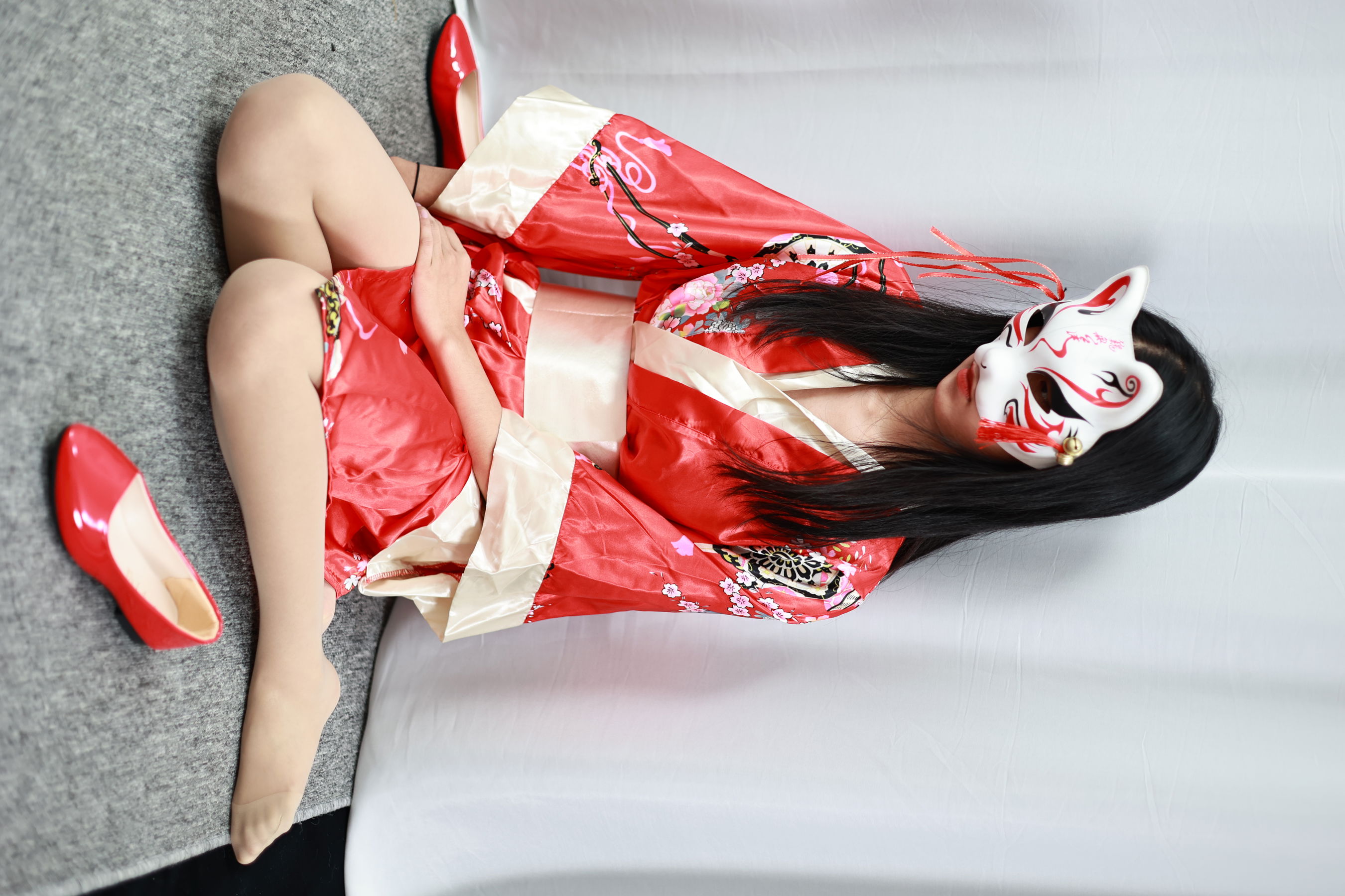 三禾摄影 No.052 和服 黑丝 肉丝 平底鞋/(226P)