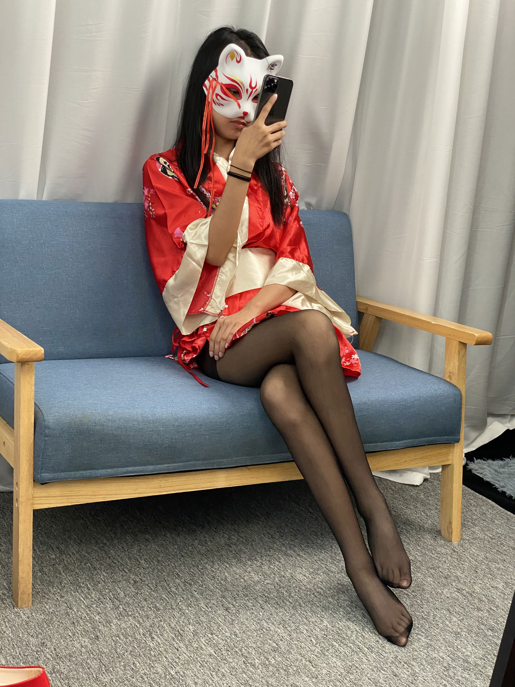 三禾摄影 No.052 和服 黑丝 肉丝 平底鞋/(226P)