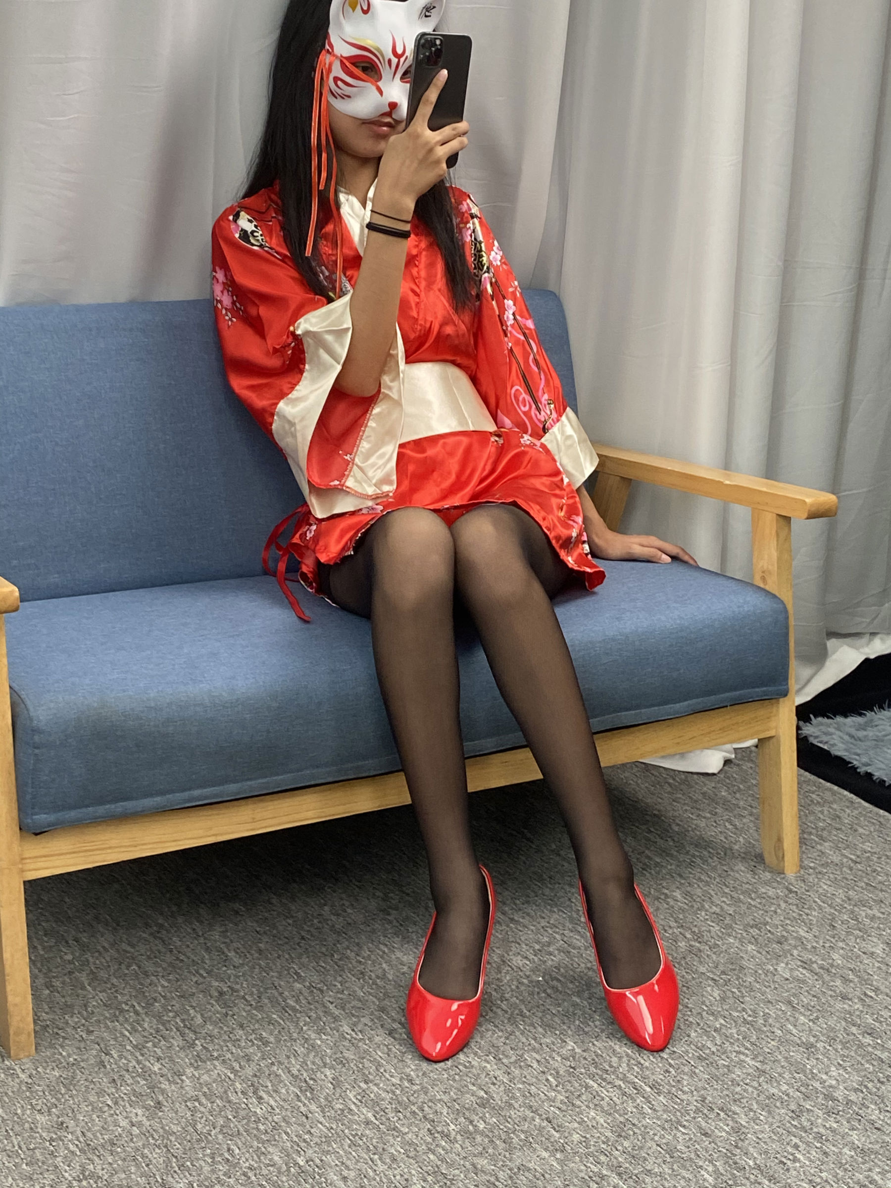 三禾摄影 No.052 和服 黑丝 肉丝 平底鞋/(226P)