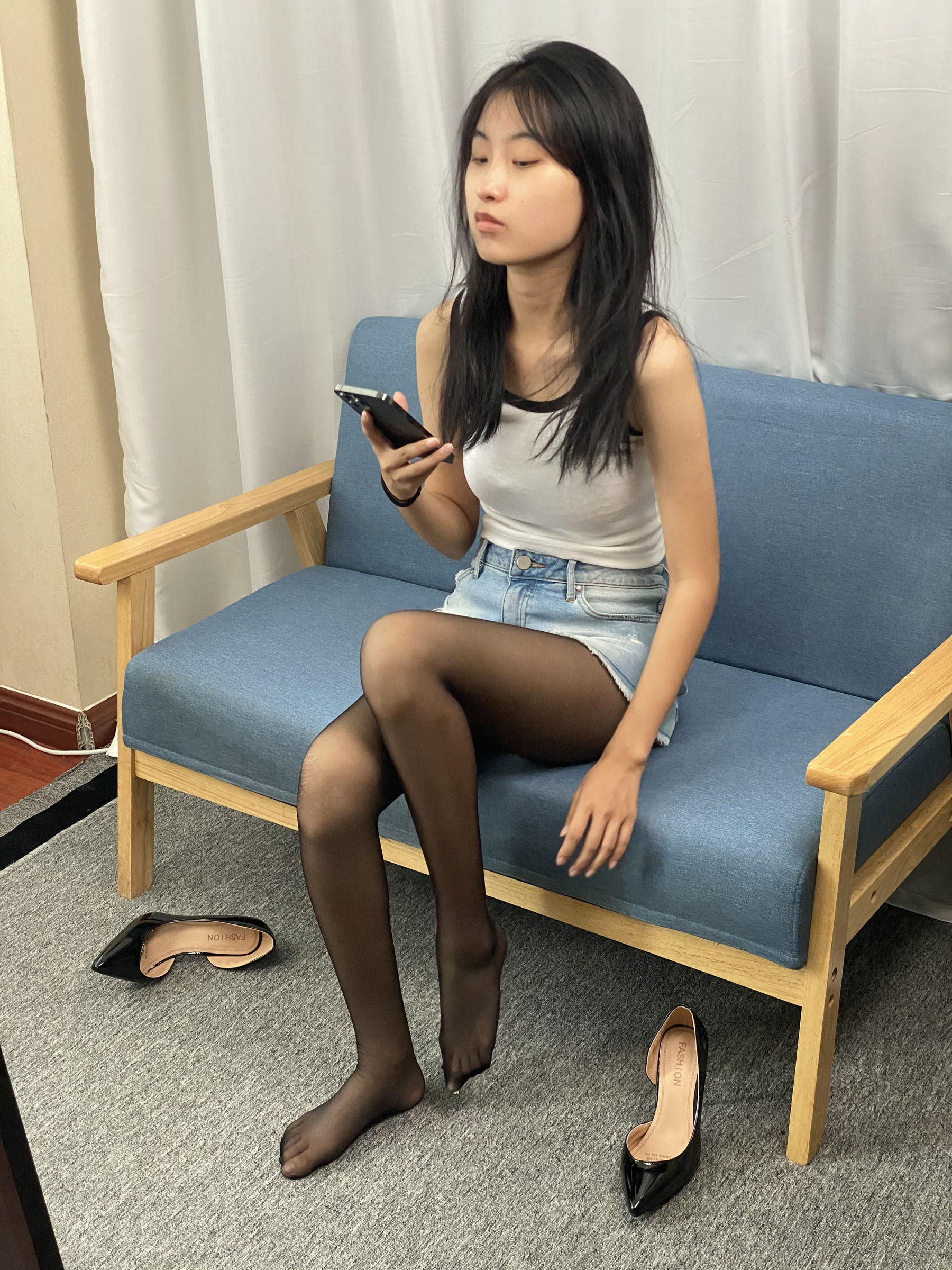 三禾摄影 No.057 黑丝 高跟 牛仔短裤/(138P)