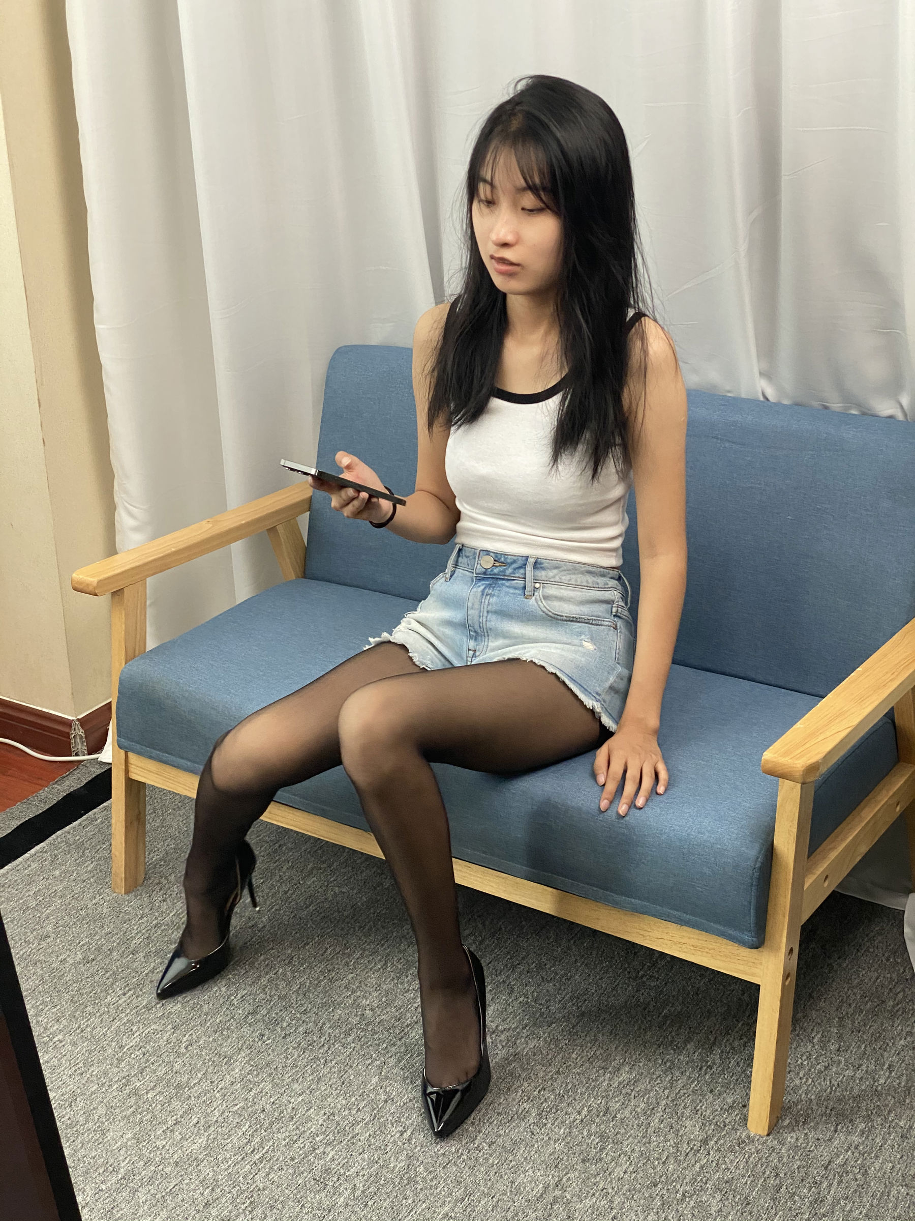 三禾摄影 No.057 黑丝 高跟 牛仔短裤/(138P)