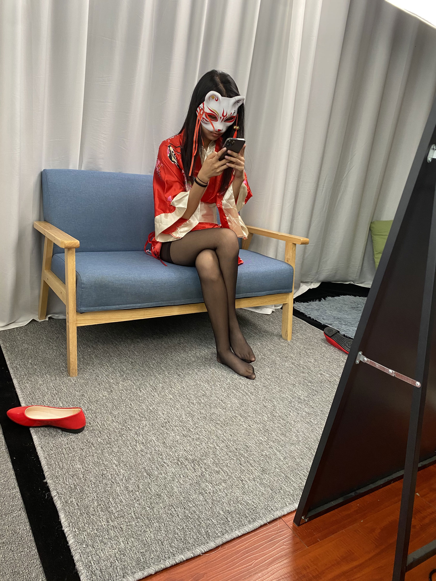 三禾摄影 No.052 和服 黑丝 肉丝 平底鞋/(226P)