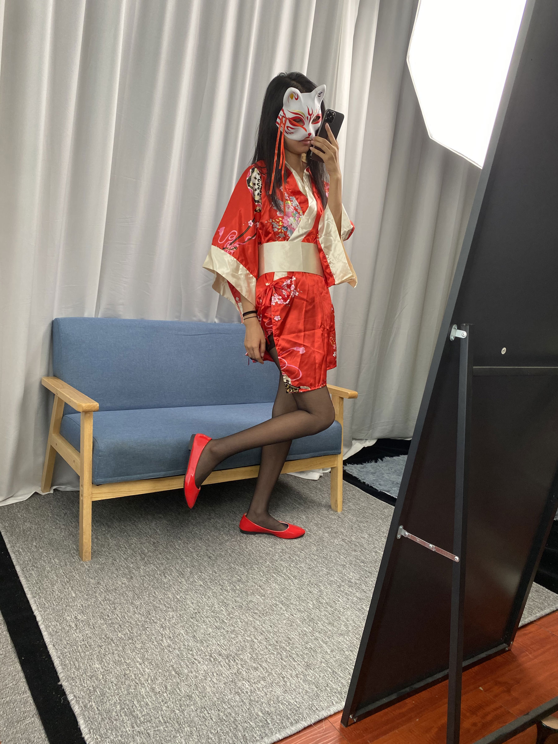 三禾摄影 No.052 和服 黑丝 肉丝 平底鞋/(226P)