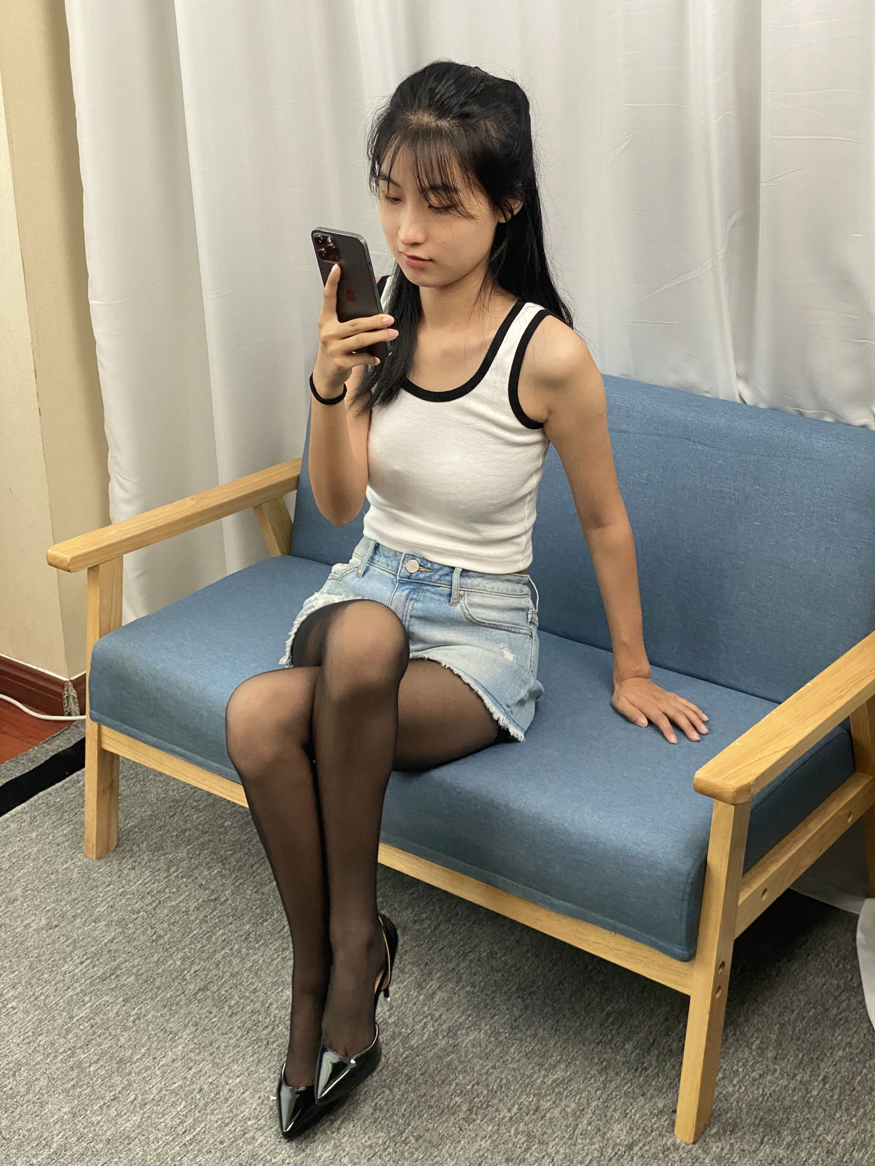 三禾摄影 No.057 黑丝 高跟 牛仔短裤/(138P)