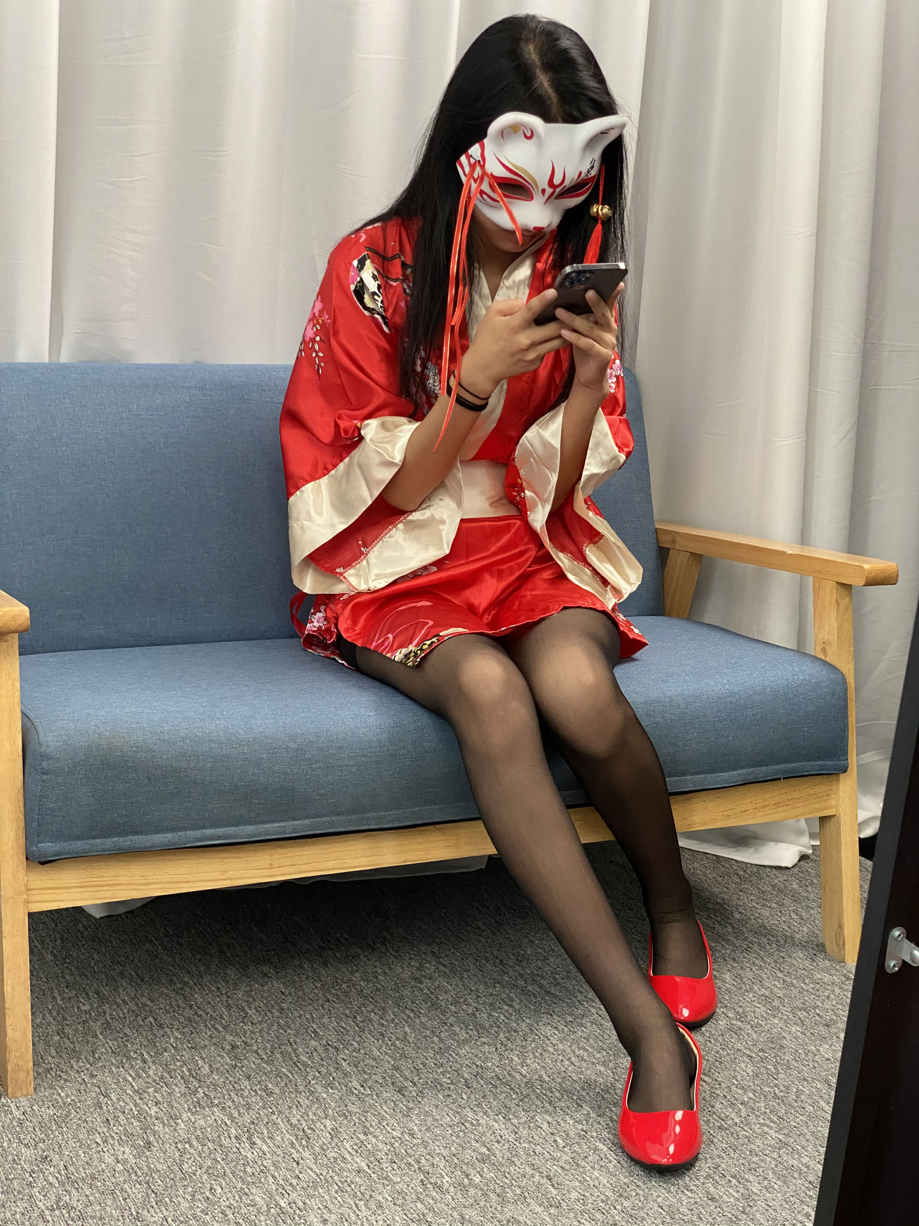 三禾摄影 No.052 和服 黑丝 肉丝 平底鞋/(226P)