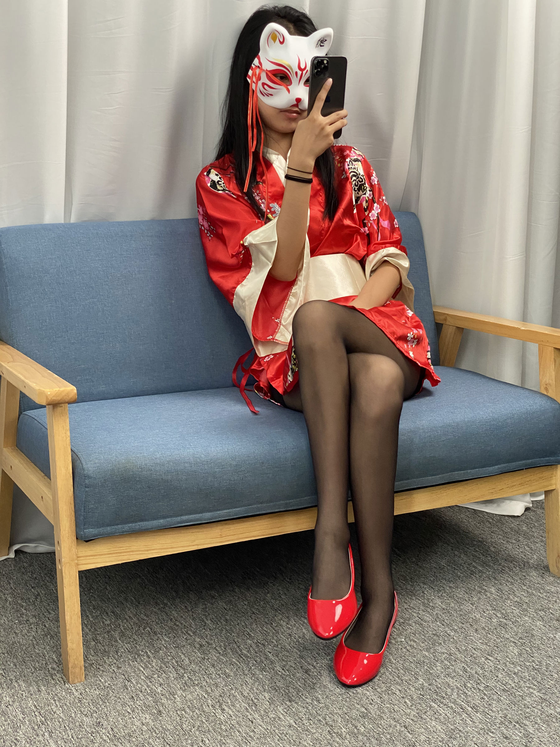 三禾摄影 No.052 和服 黑丝 肉丝 平底鞋/(226P)