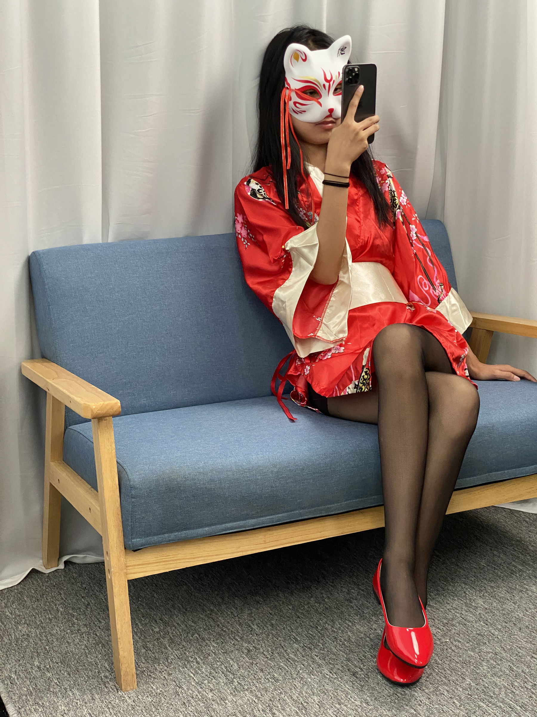 三禾摄影 No.052 和服 黑丝 肉丝 平底鞋/(226P)
