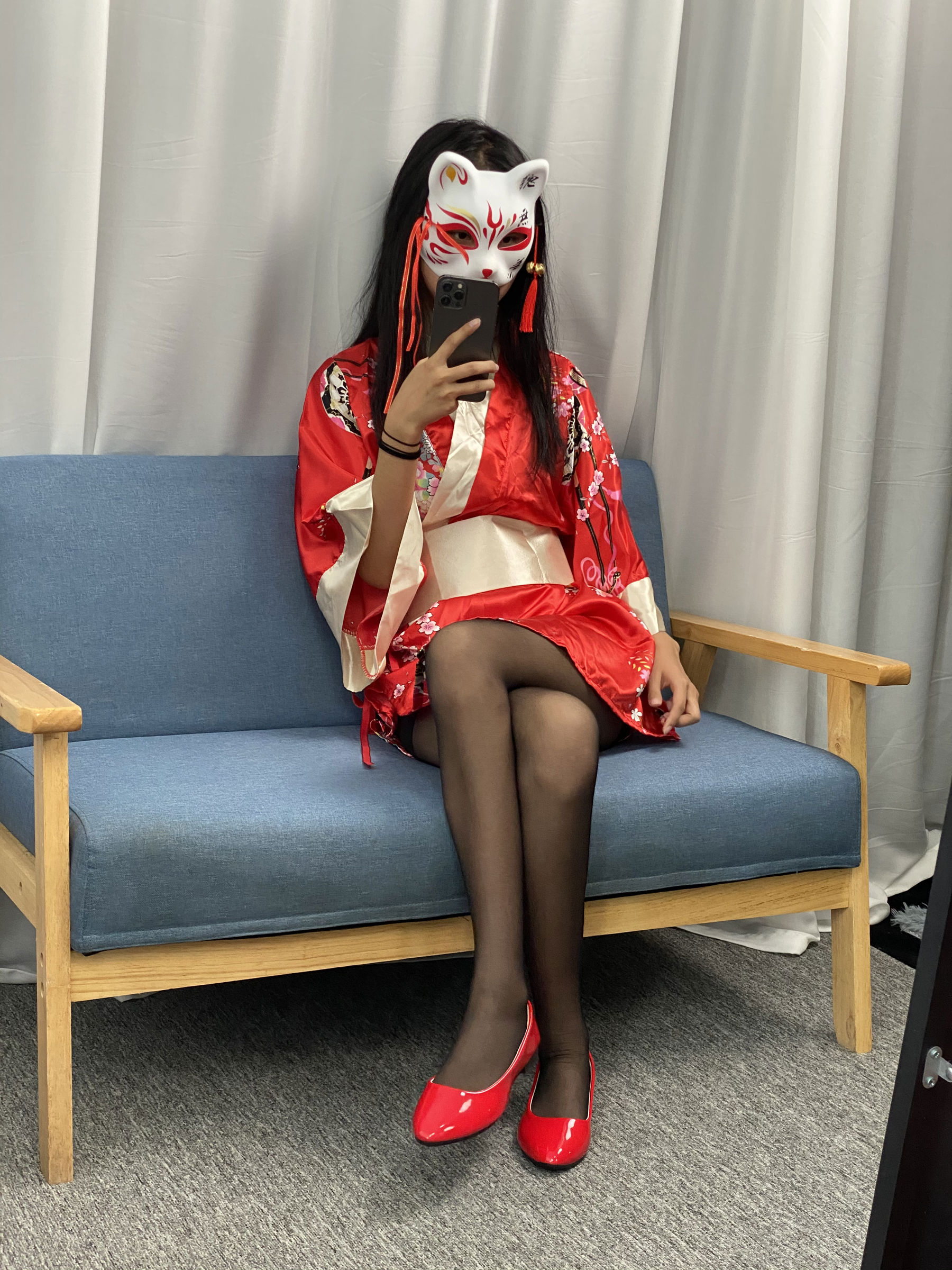 三禾摄影 No.052 和服 黑丝 肉丝 平底鞋/(226P)