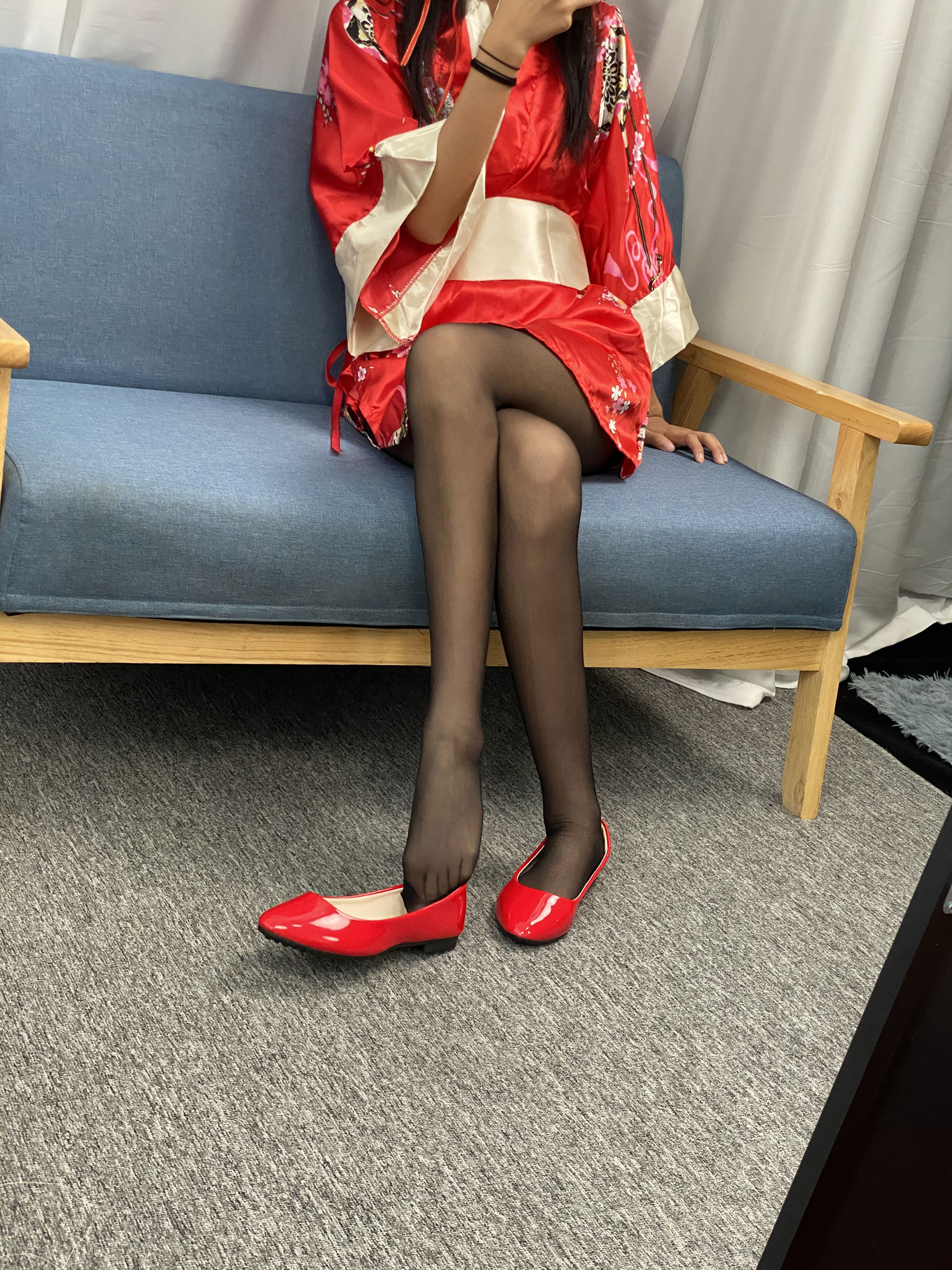 三禾摄影 No.052 和服 黑丝 肉丝 平底鞋/(226P)