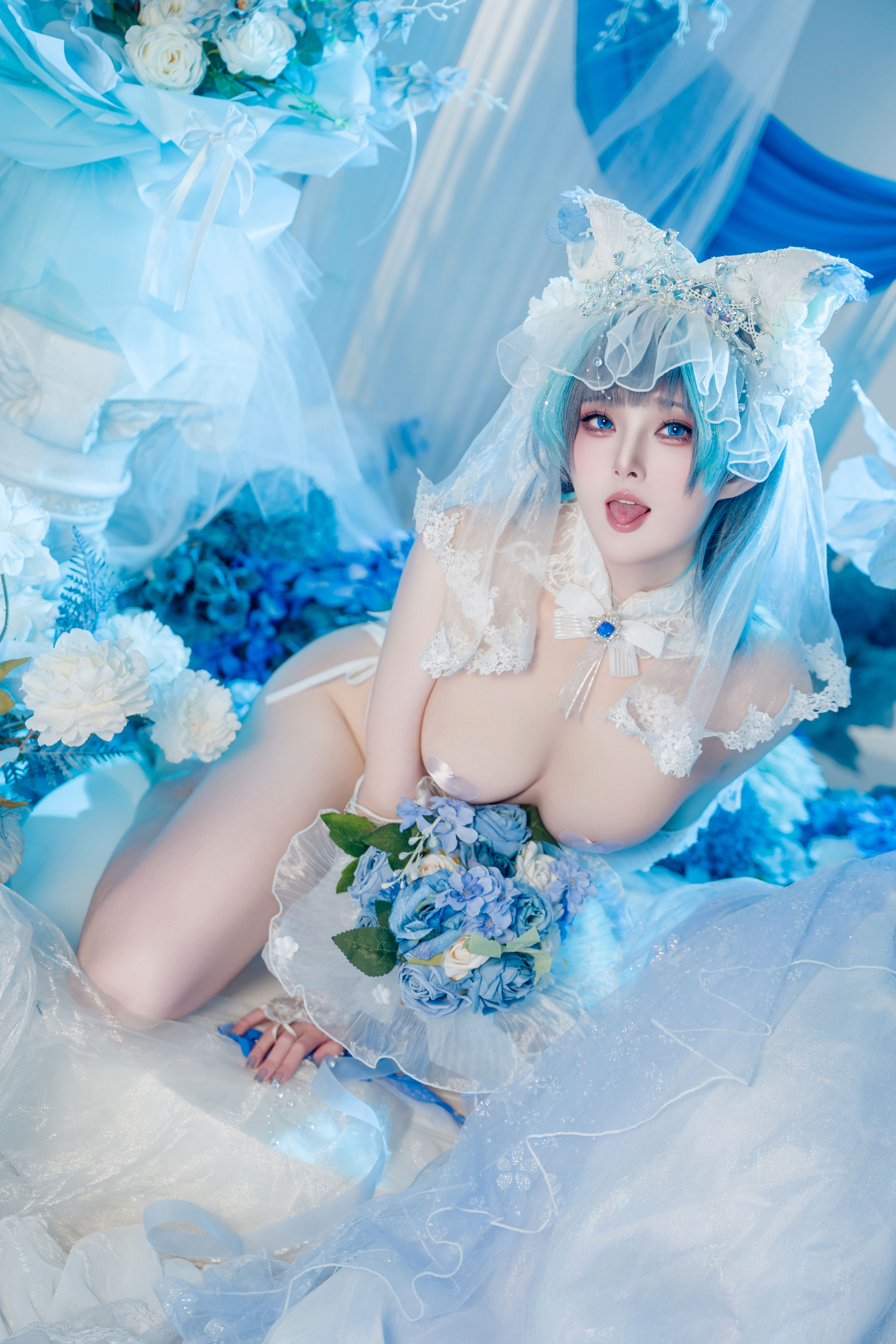Natsuko夏夏子 - 碧蓝航线 柴郡婚纱/(70P)