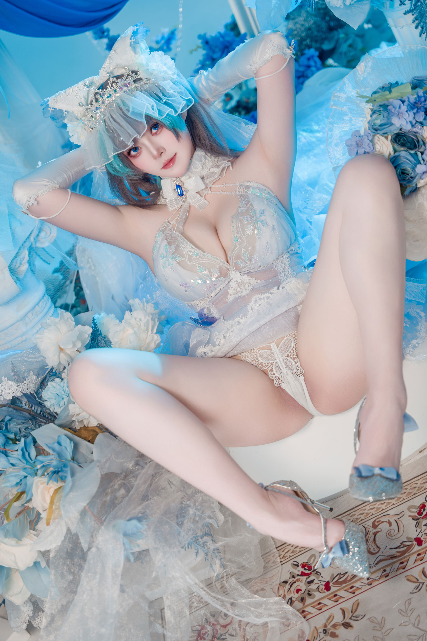 Natsuko夏夏子 - 碧蓝航线 柴郡婚纱/(70P)