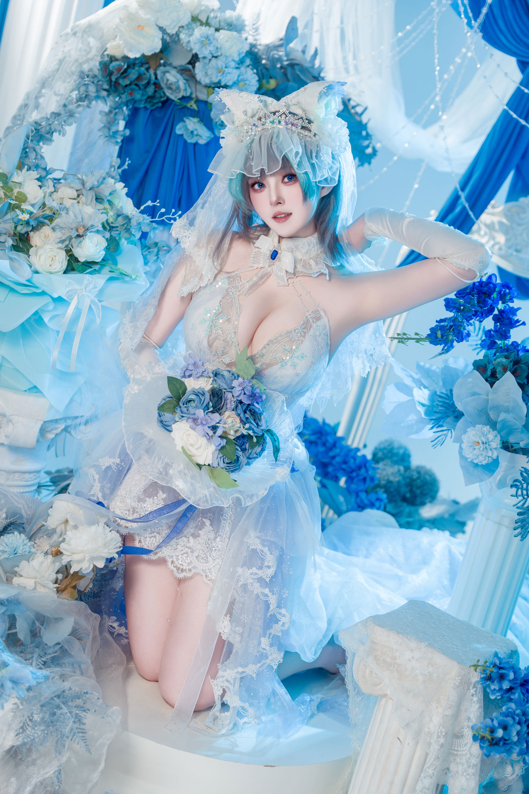 Natsuko夏夏子 - 碧蓝航线 柴郡婚纱/(70P)