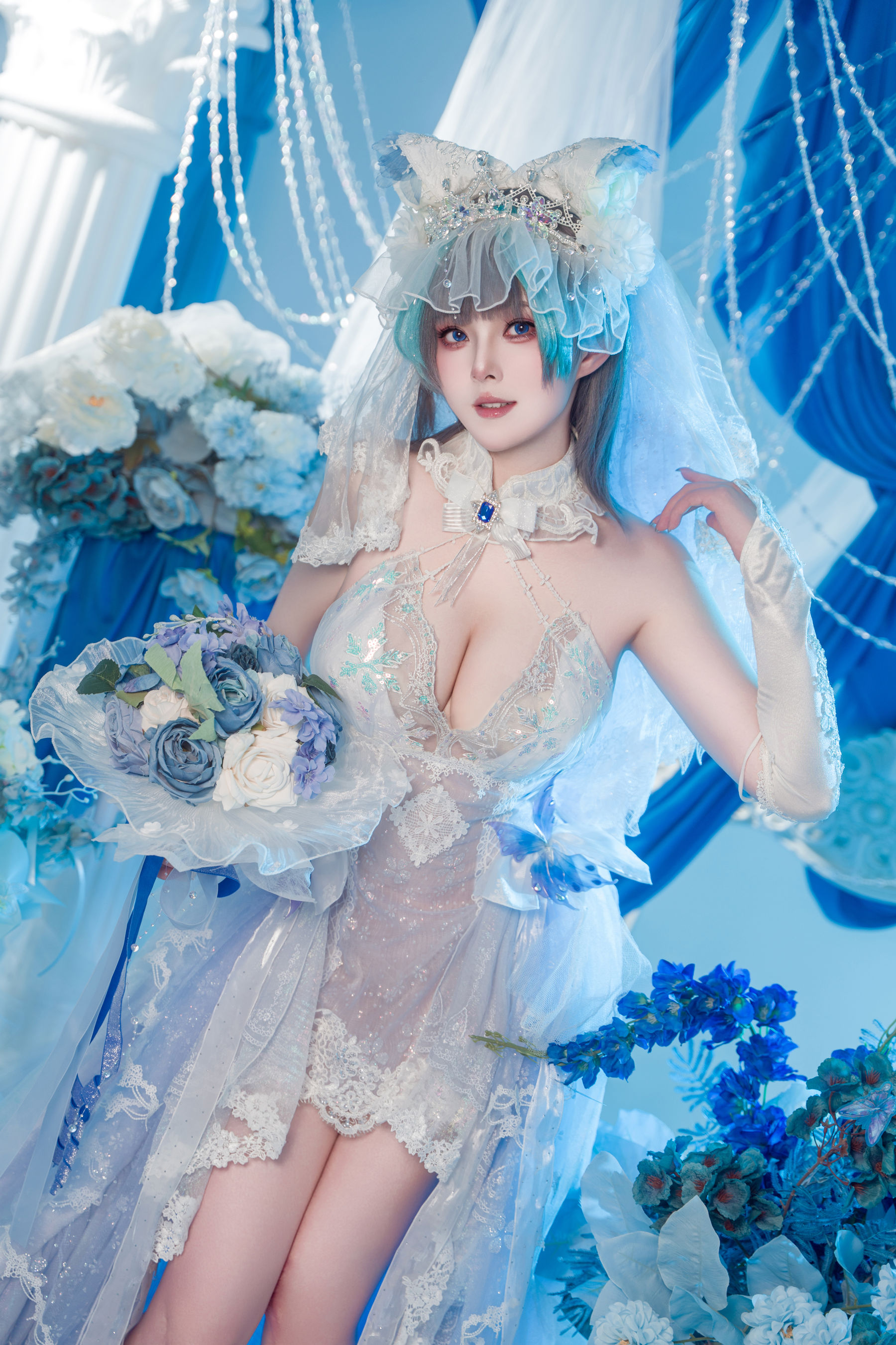 Natsuko夏夏子 - 碧蓝航线 柴郡婚纱/(70P)