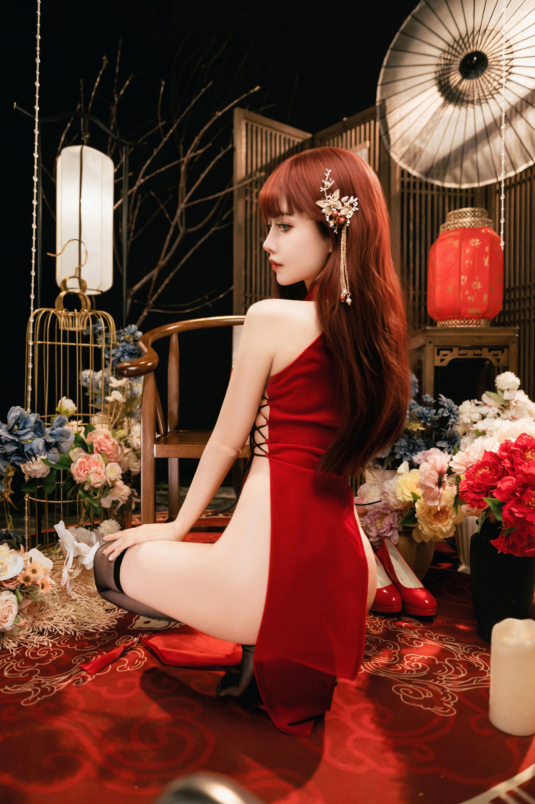 Shika小鹿鹿 - 新年红旗袍/(23P)