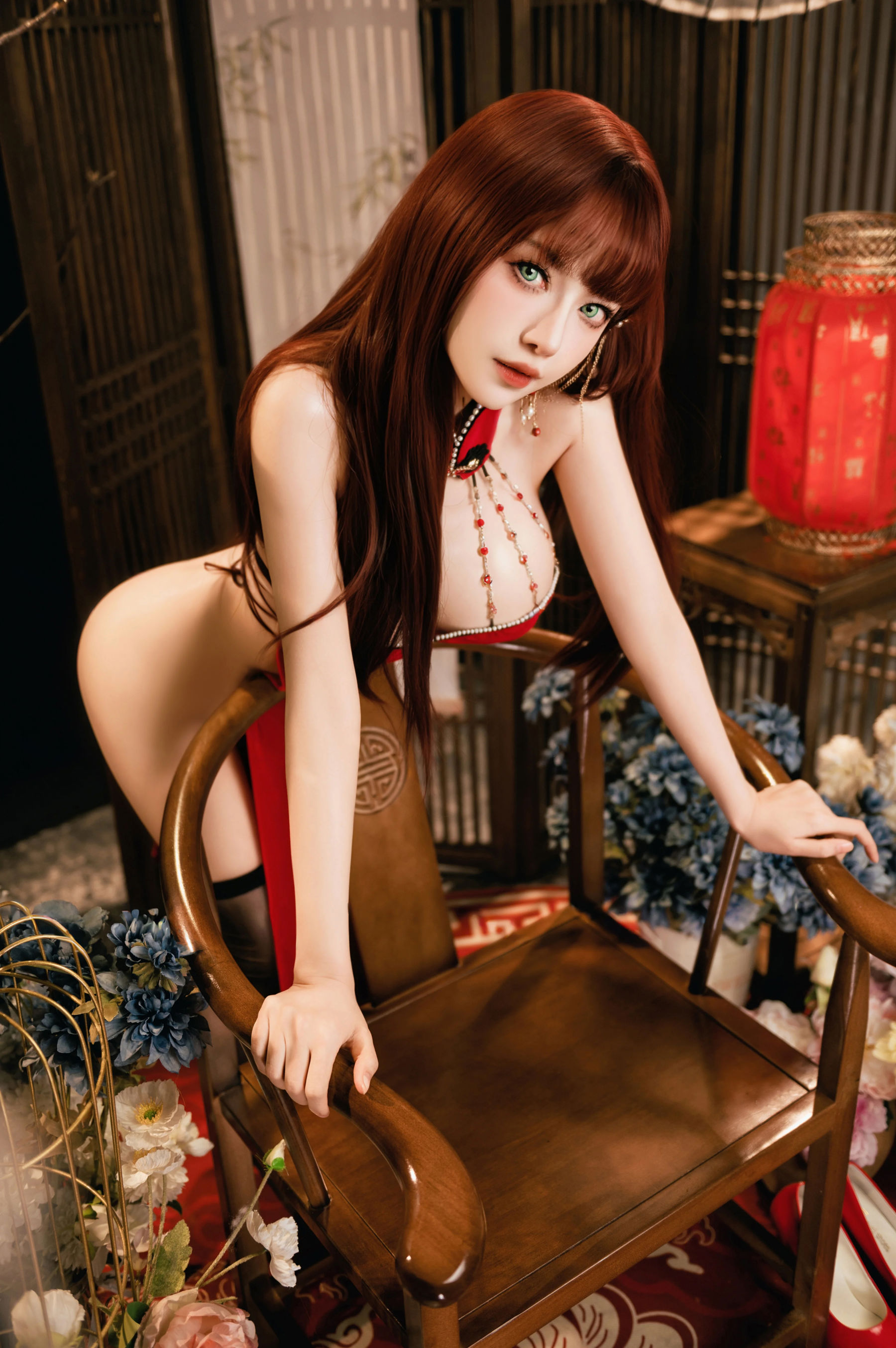 Shika小鹿鹿 - 新年红旗袍/(23P)