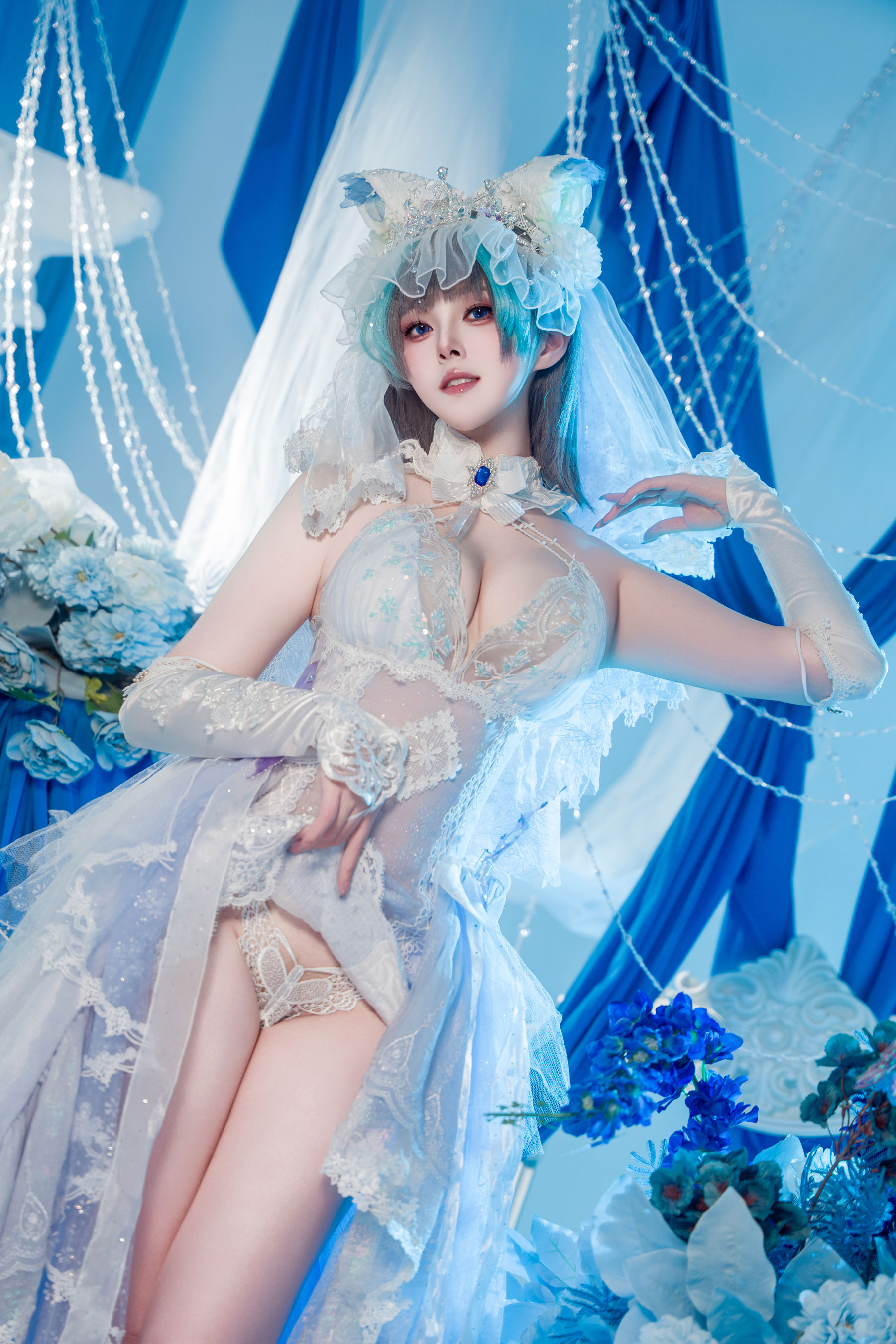 Natsuko夏夏子 - 碧蓝航线 柴郡婚纱/(70P)