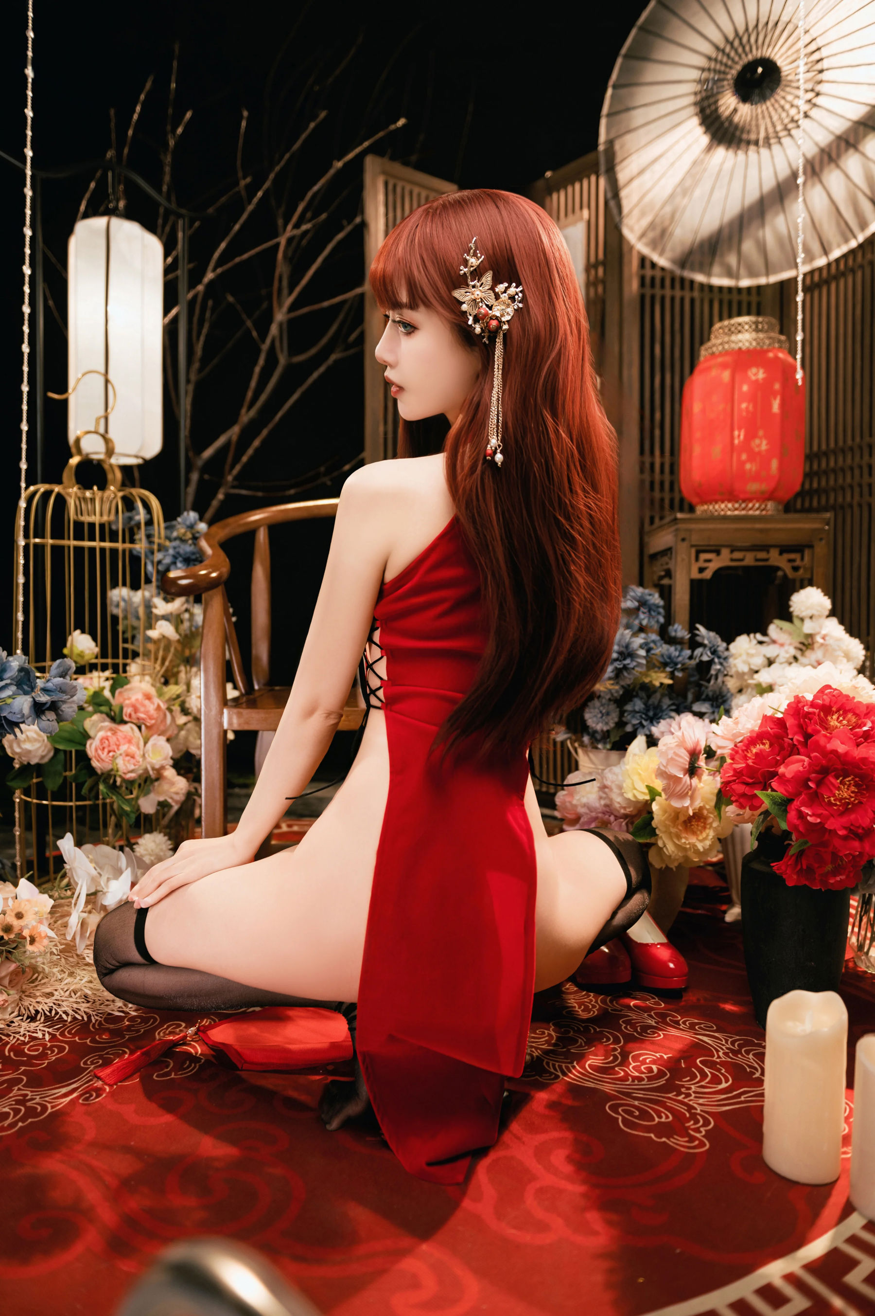 Shika小鹿鹿 - 新年红旗袍/(23P)