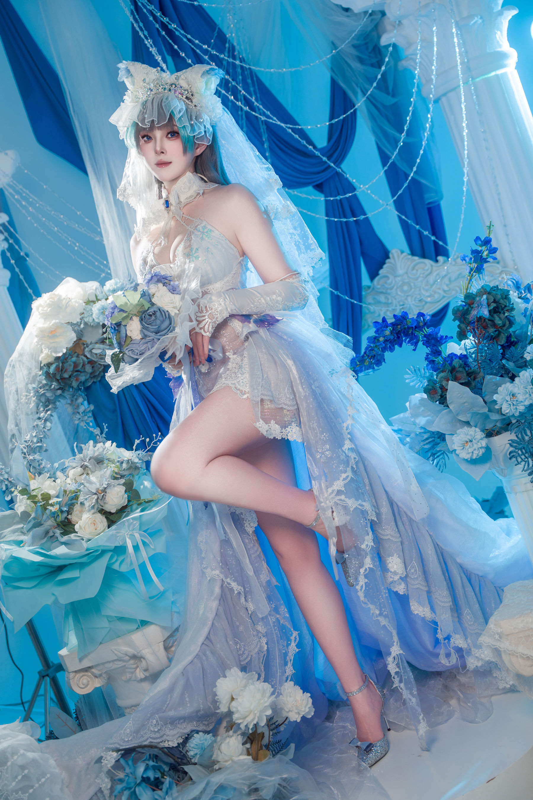 Natsuko夏夏子 - 碧蓝航线 柴郡婚纱/(70P)