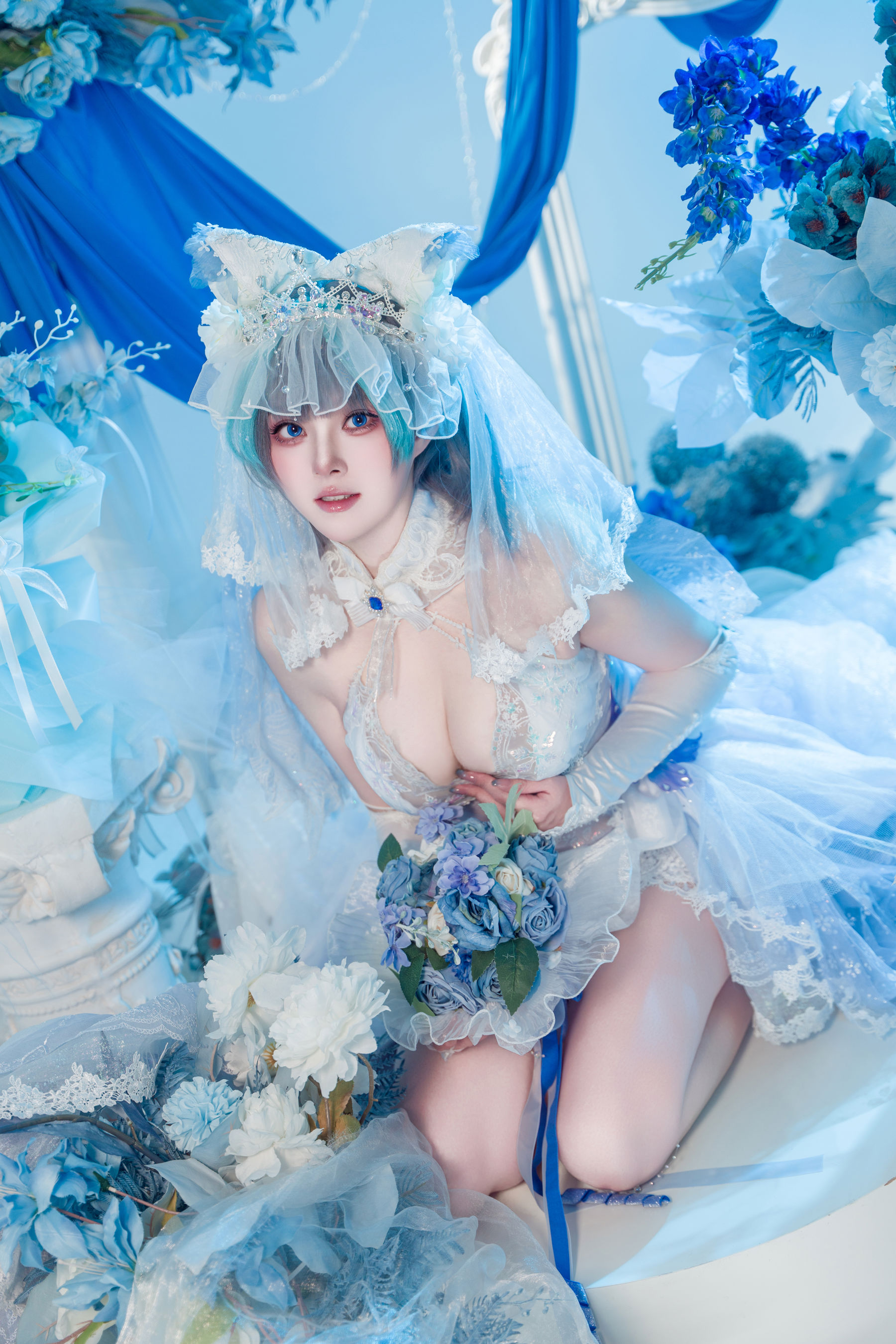 Natsuko夏夏子 - 碧蓝航线 柴郡婚纱/(70P)