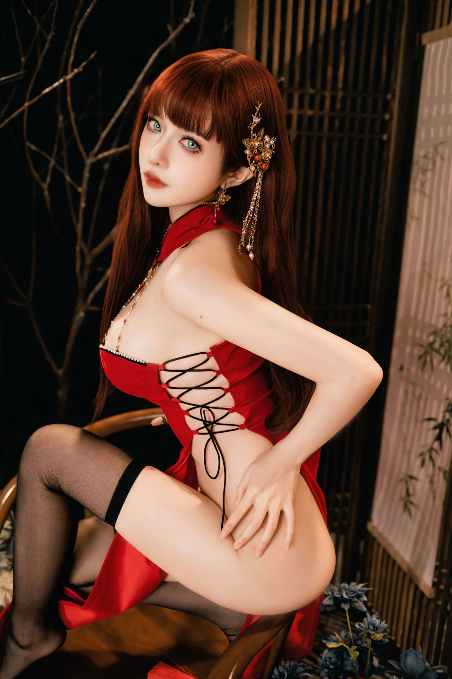 Shika小鹿鹿 - 新年红旗袍/(23P)