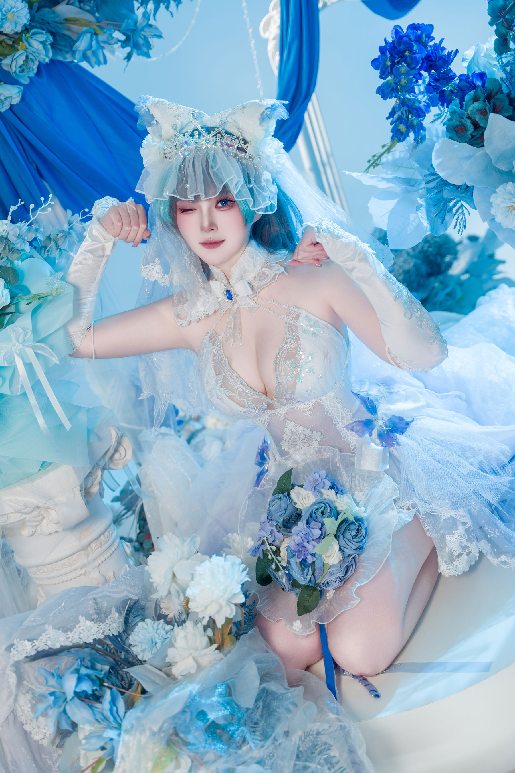 Natsuko夏夏子 - 碧蓝航线 柴郡婚纱/(70P)